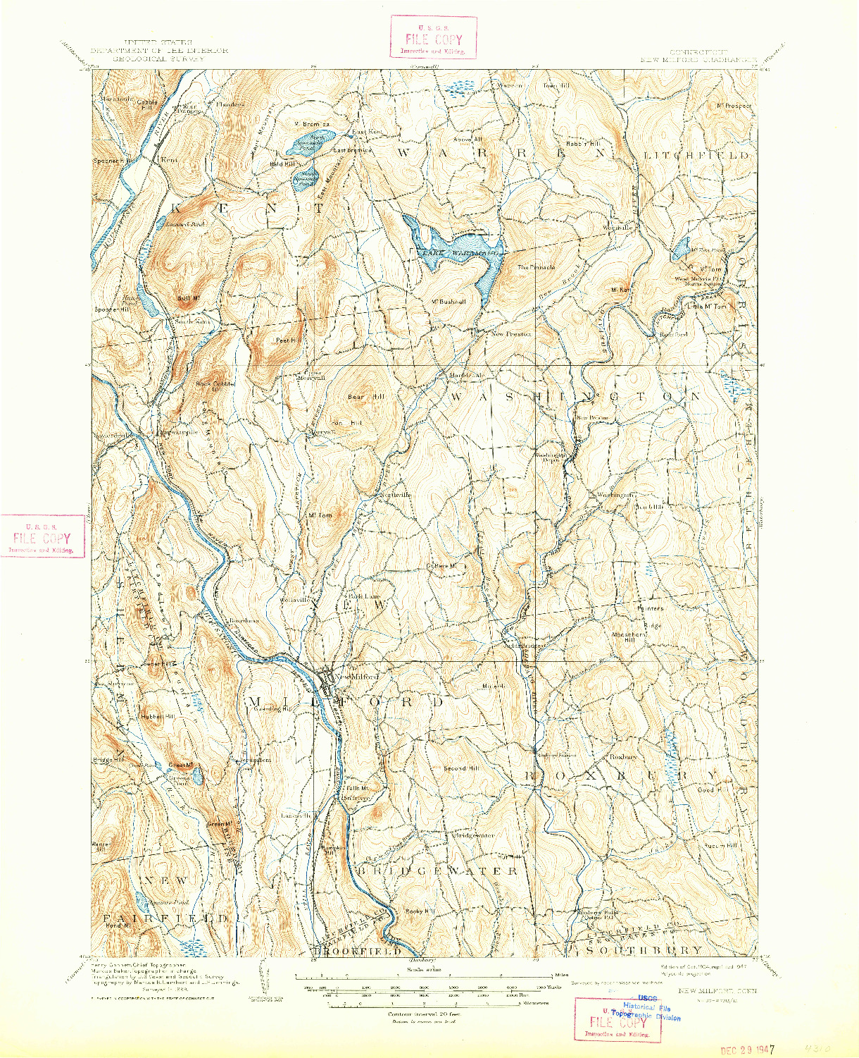 USGS 1:62500-SCALE QUADRANGLE FOR NEW MILFORD, CT 1904