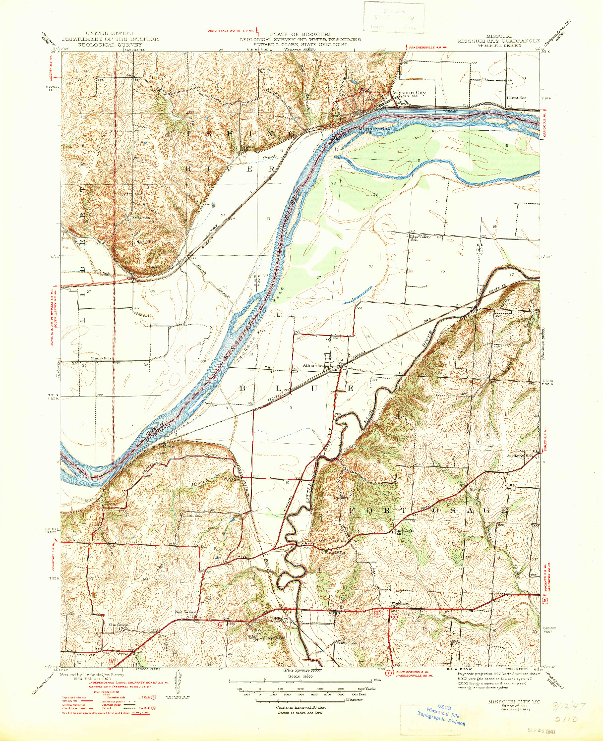 USGS 1:31680-SCALE QUADRANGLE FOR MISSOURI CITY, MO 1947