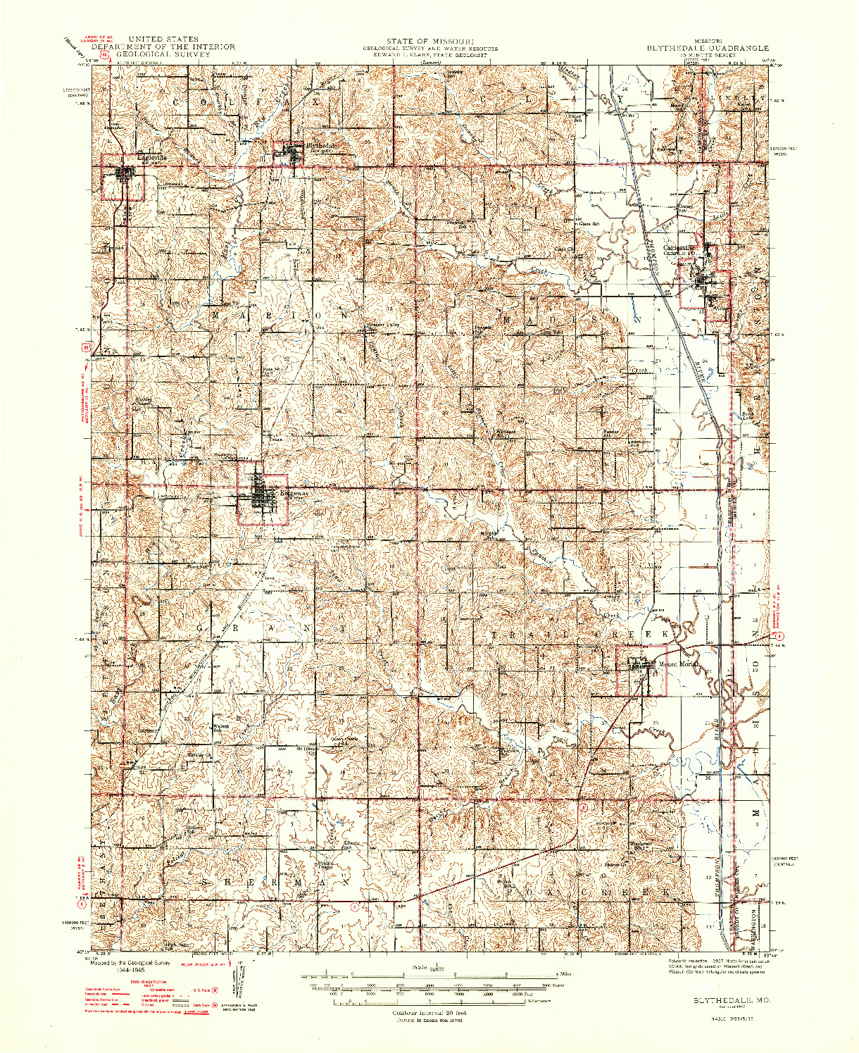 USGS 1:62500-SCALE QUADRANGLE FOR BLYTHEDALE, MO 1947