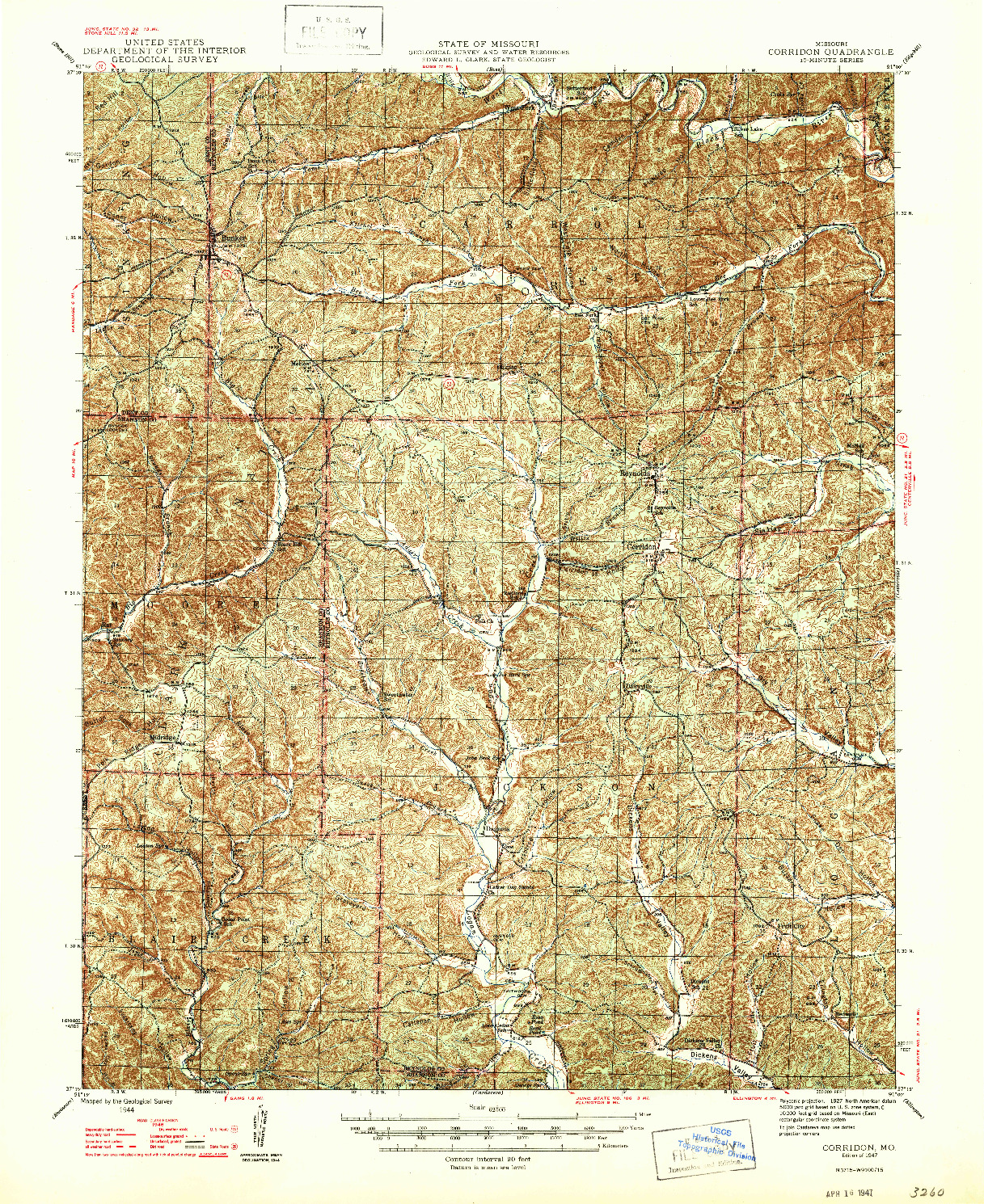 USGS 1:62500-SCALE QUADRANGLE FOR CORRIDON, MO 1947