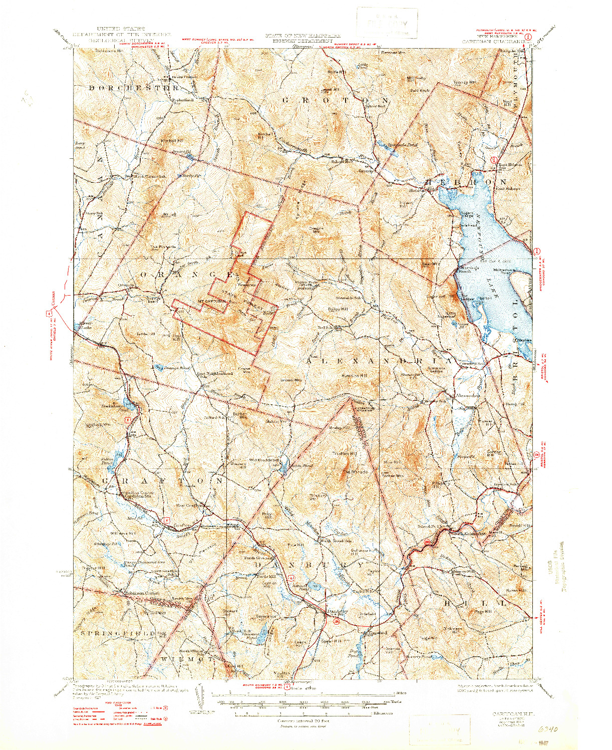 USGS 1:62500-SCALE QUADRANGLE FOR CARDIGAN, NH 1930