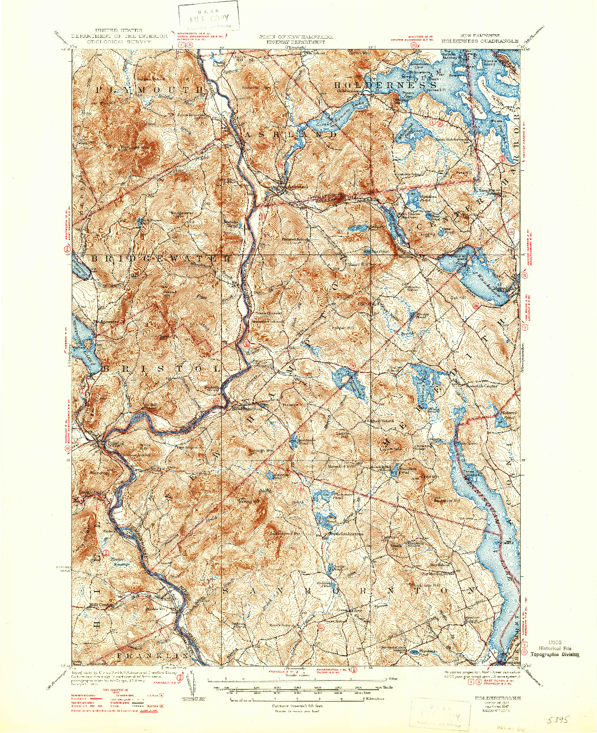 USGS 1:62500-SCALE QUADRANGLE FOR HOLDERNESS, NH 1927