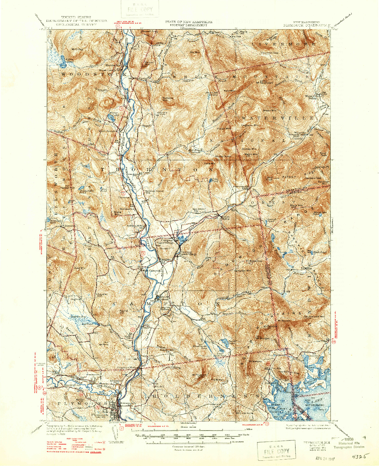 USGS 1:62500-SCALE QUADRANGLE FOR PLYMOUTH, NH 1931