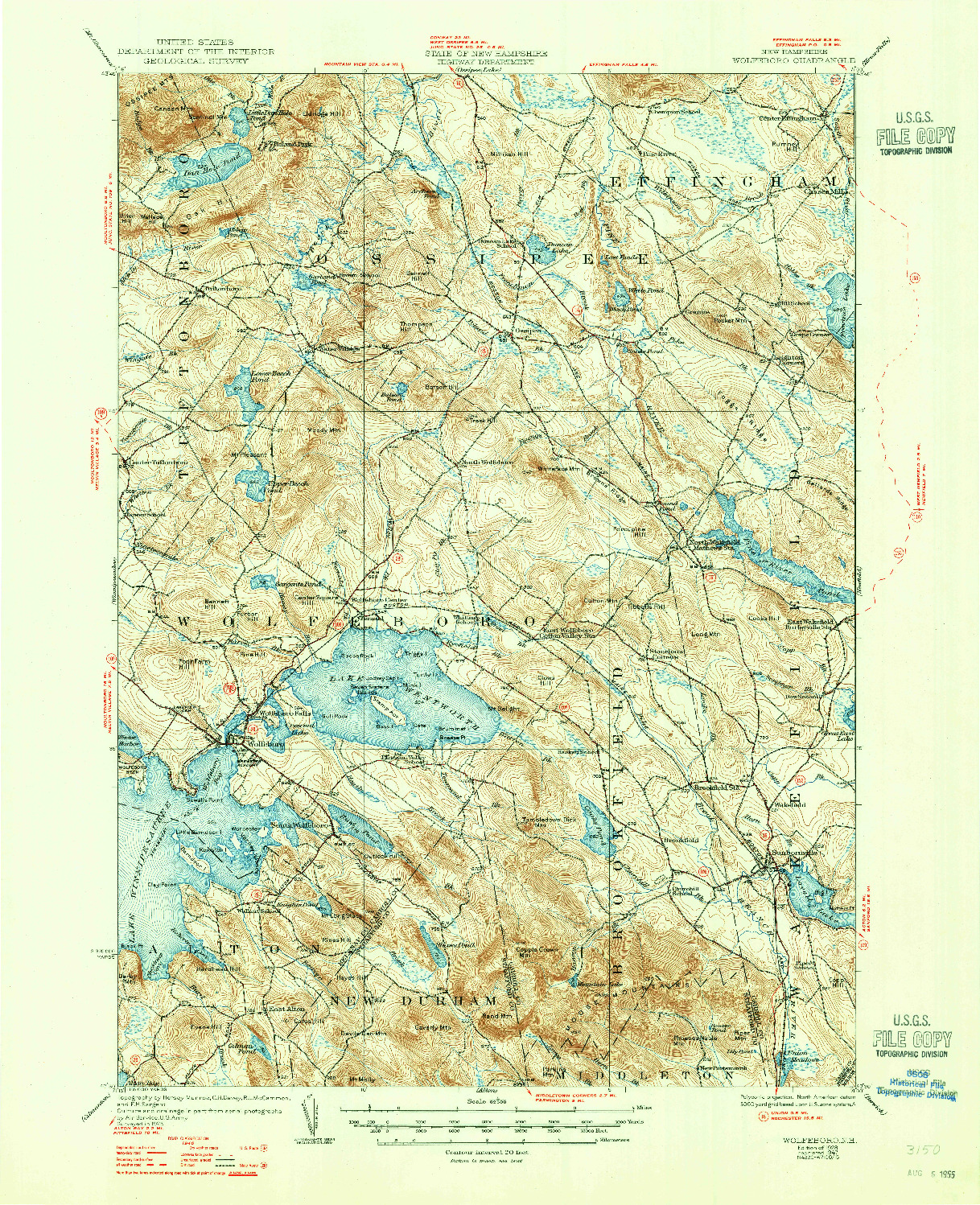 USGS 1:62500-SCALE QUADRANGLE FOR WOLFEBORO, NH 1928