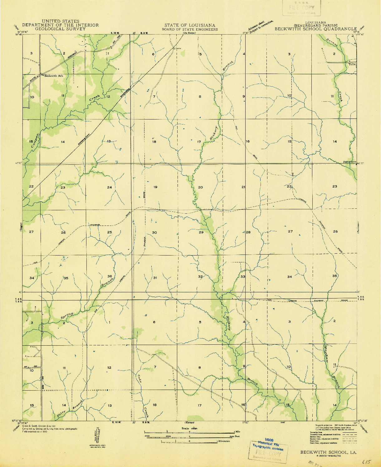 USGS 1:31680-SCALE QUADRANGLE FOR BECKWITH SCHOOL, LA 1947