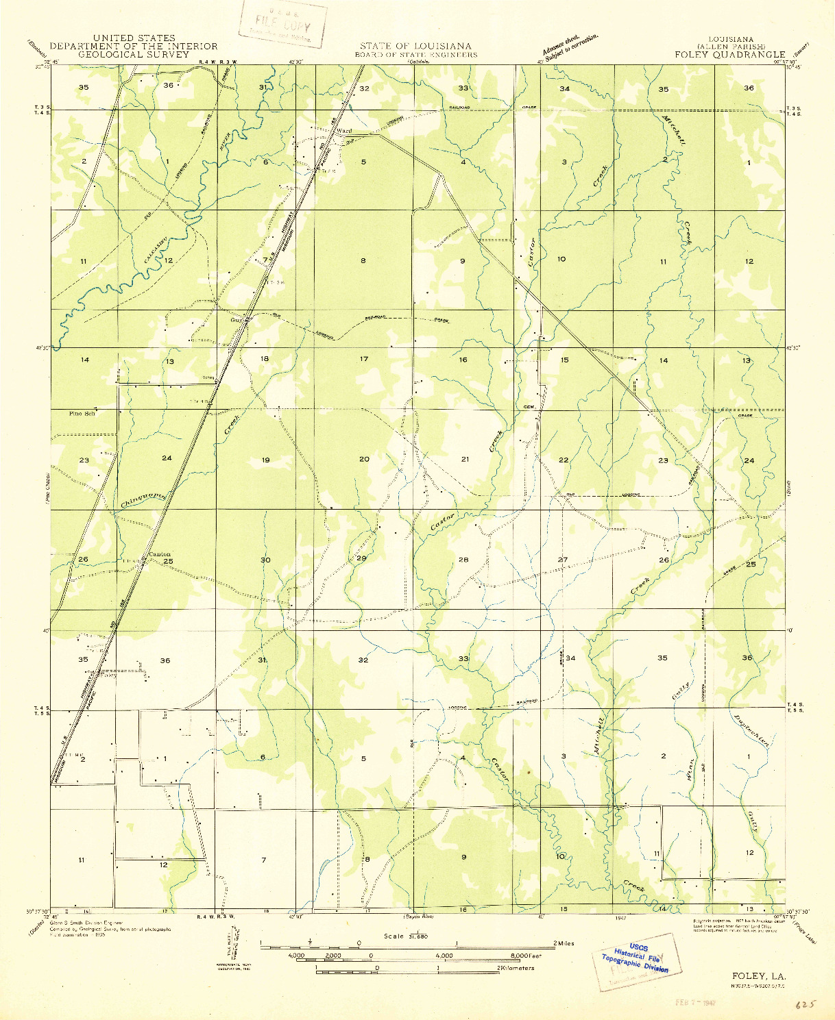 USGS 1:31680-SCALE QUADRANGLE FOR FOLEY, LA 1947