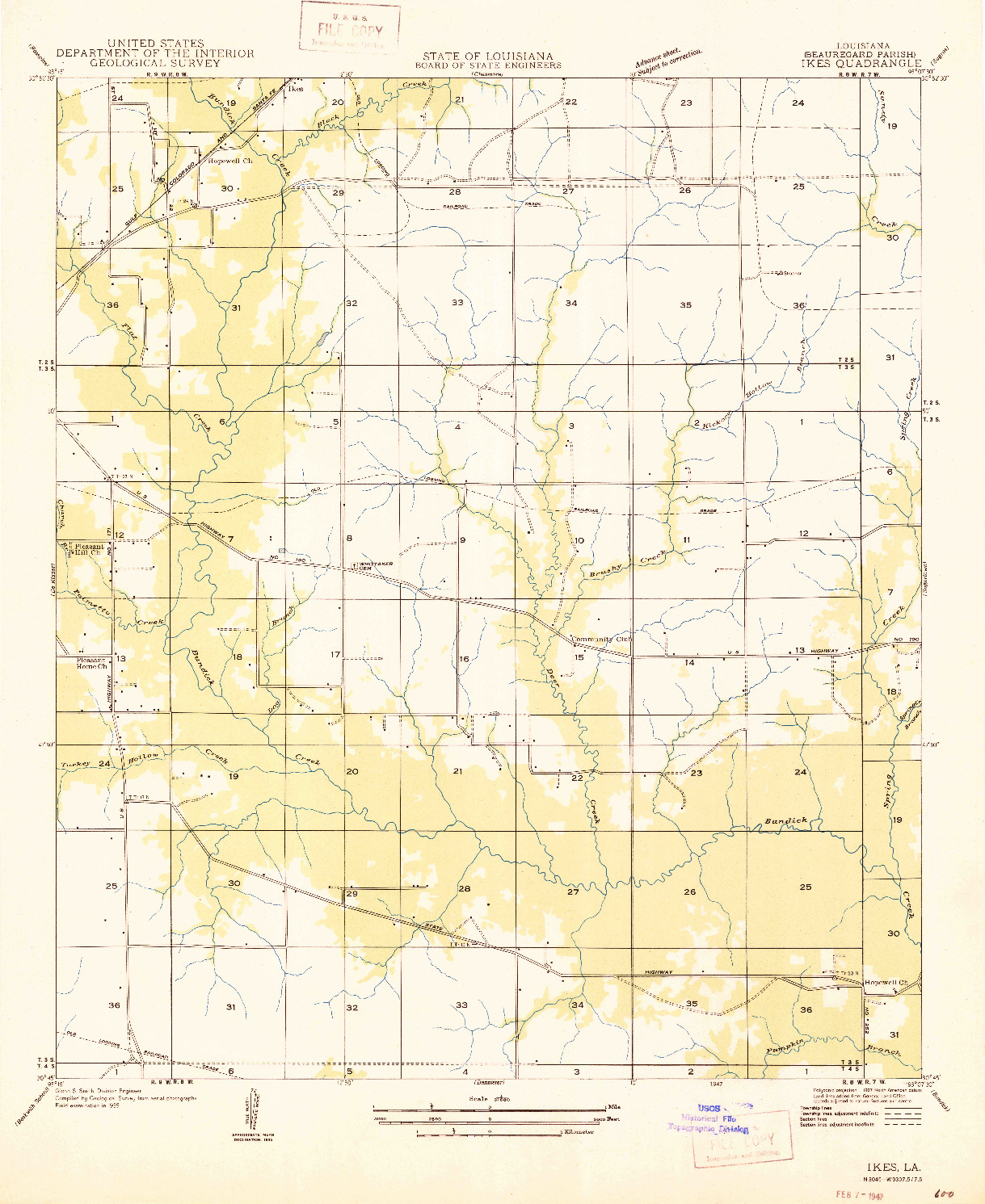USGS 1:31680-SCALE QUADRANGLE FOR IKES, LA 1947