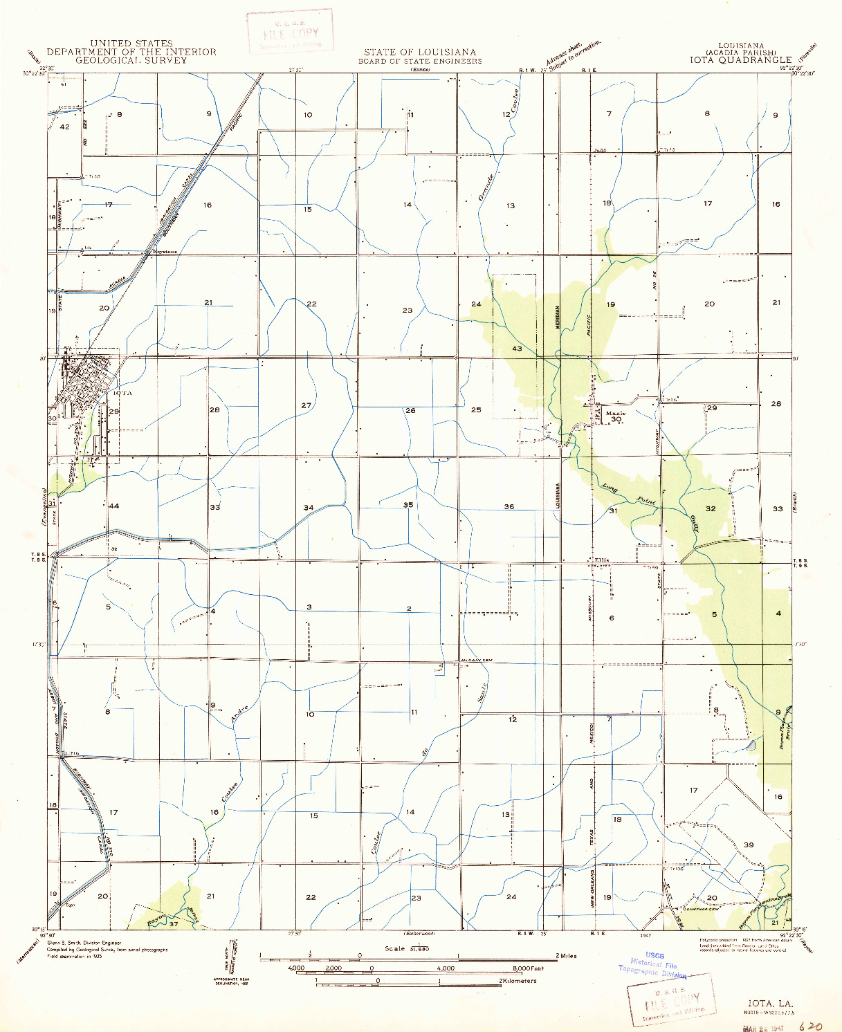 USGS 1:31680-SCALE QUADRANGLE FOR IOTA, LA 1947