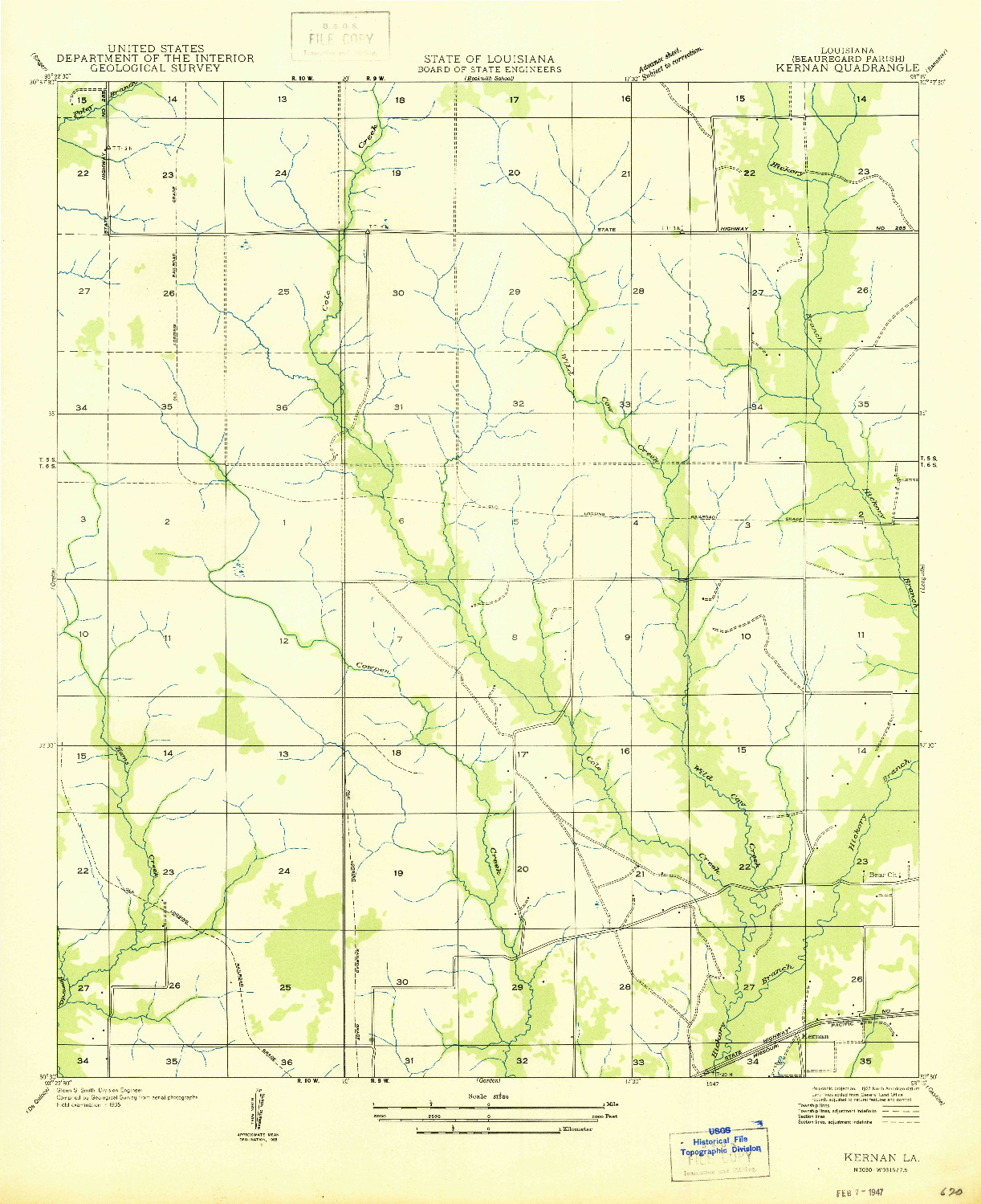 USGS 1:31680-SCALE QUADRANGLE FOR KERNAN, LA 1947