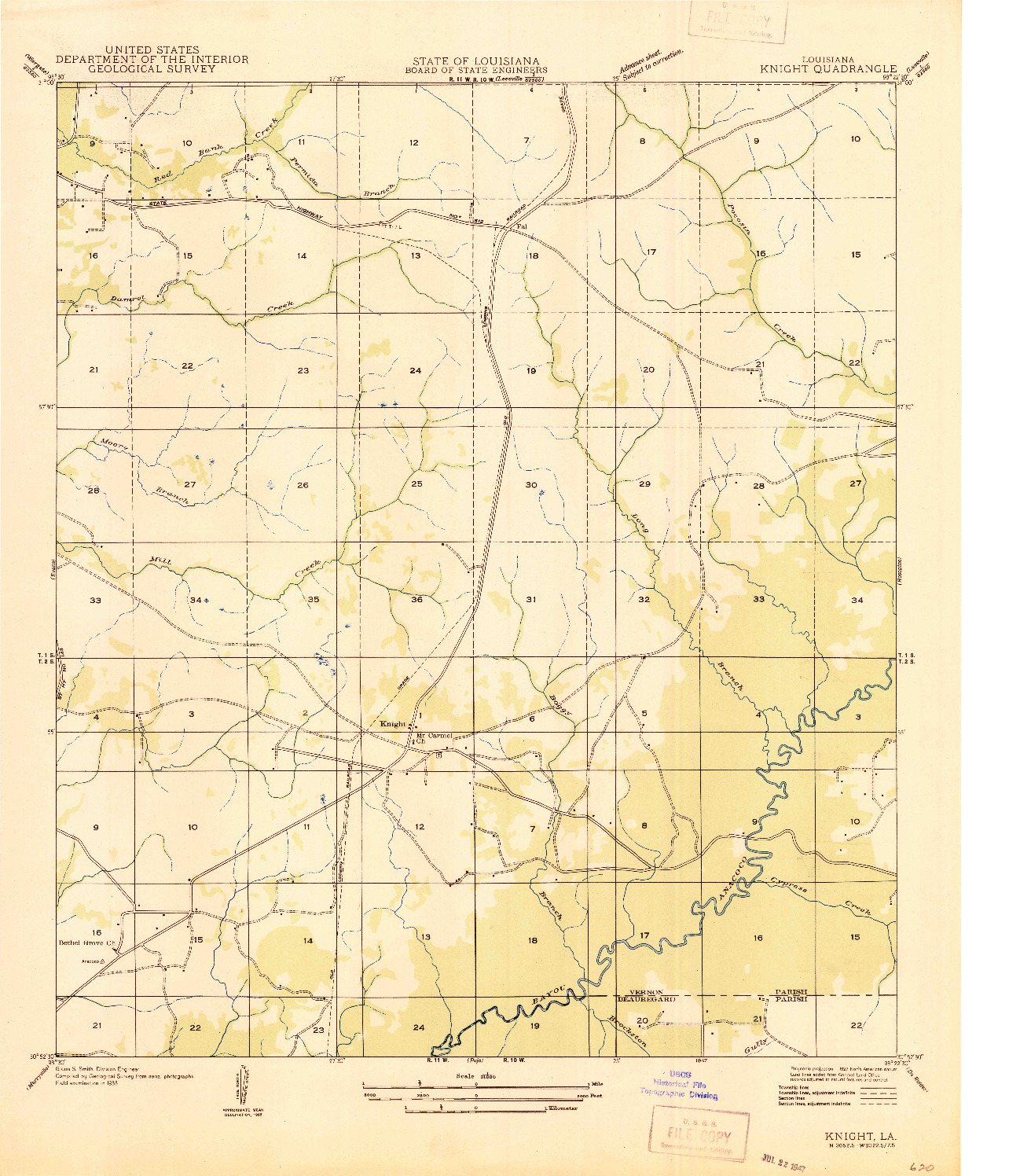 USGS 1:31680-SCALE QUADRANGLE FOR KNIGHT, LA 1947