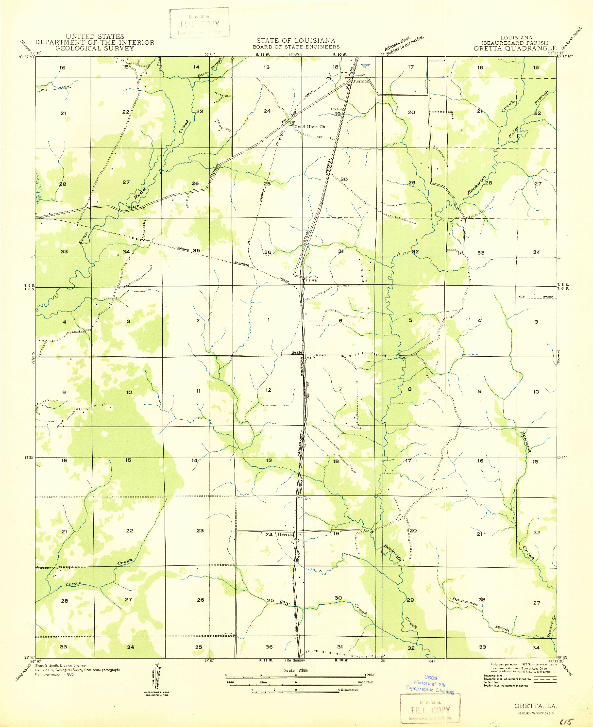 USGS 1:31680-SCALE QUADRANGLE FOR ORETTA, LA 1947