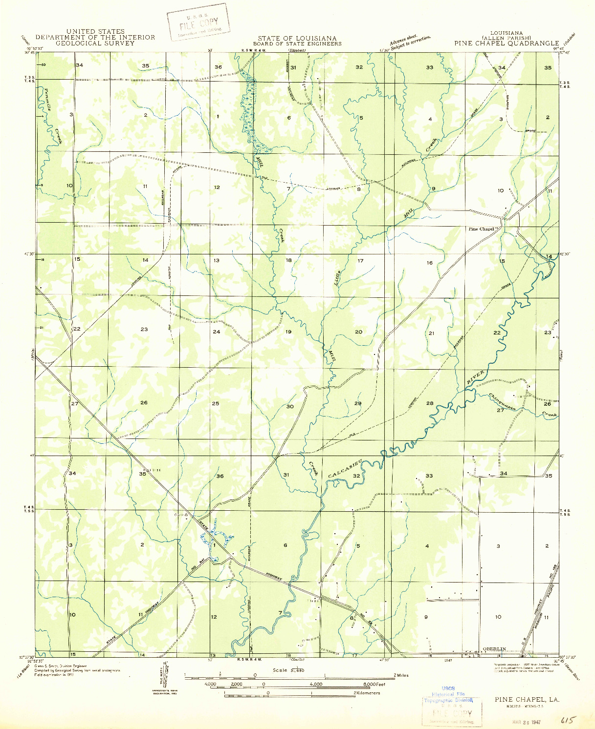 USGS 1:31680-SCALE QUADRANGLE FOR PINE CHAPEL, LA 1947