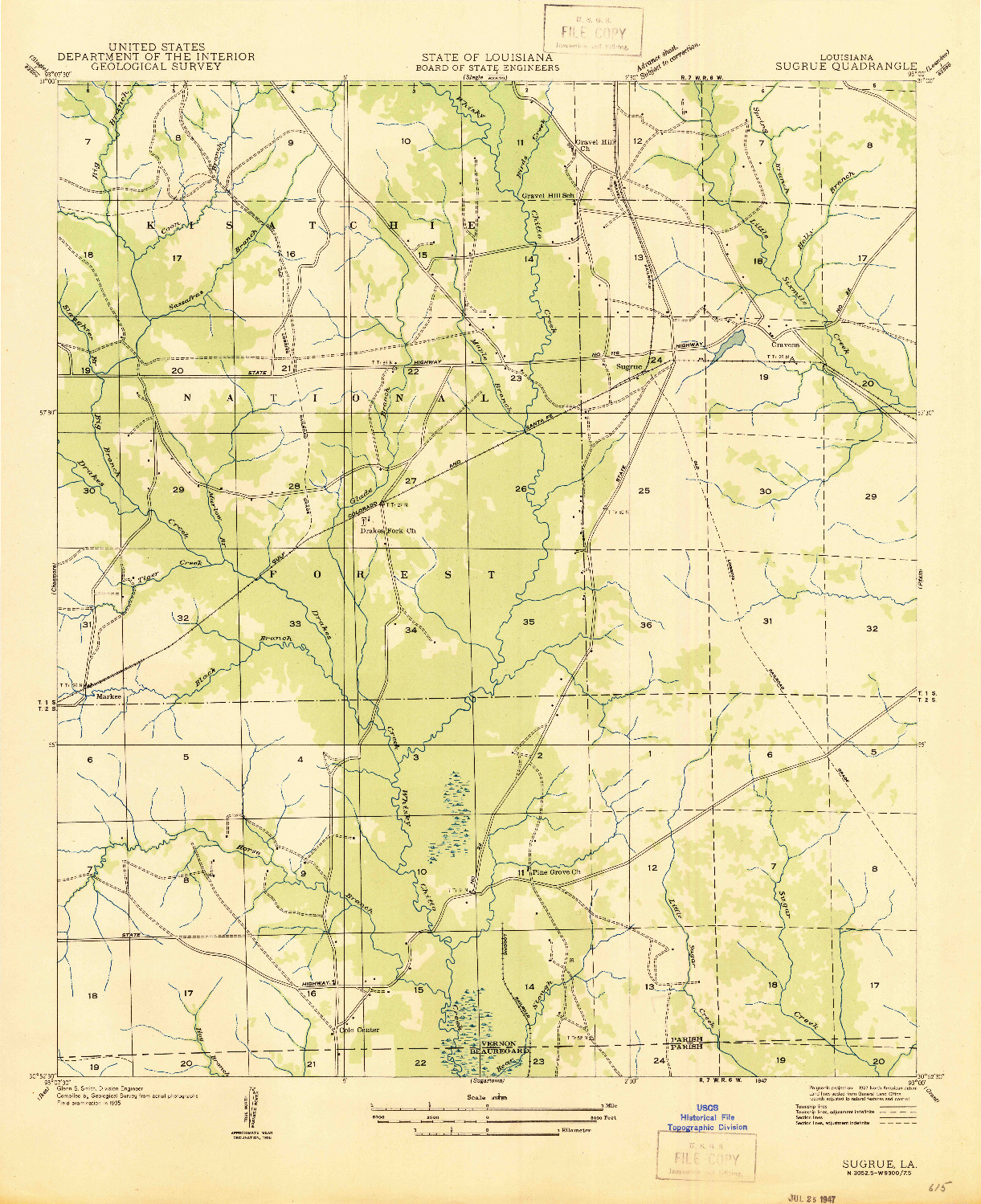 USGS 1:31680-SCALE QUADRANGLE FOR SUGRUE, LA 1947