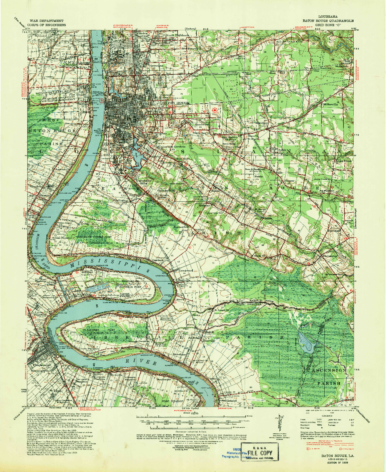USGS 1:62500-SCALE QUADRANGLE FOR BATON ROUGE, LA 1939