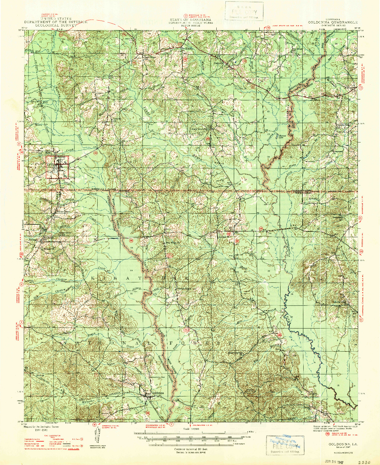 USGS 1:62500-SCALE QUADRANGLE FOR GOLDONNA, LA 1947