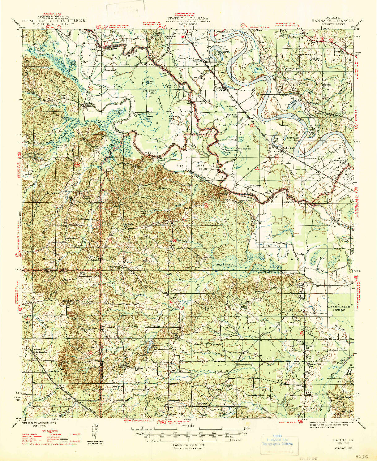USGS 1:62500-SCALE QUADRANGLE FOR HANNA, LA 1947