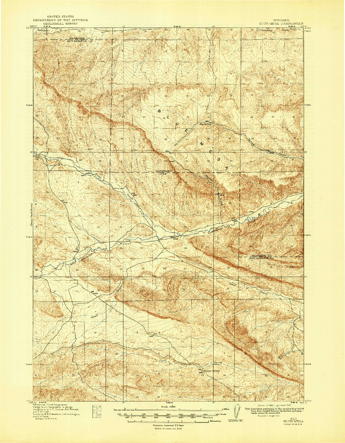 USGS 1:62500-SCALE QUADRANGLE FOR BLUE MESA, WY 1916