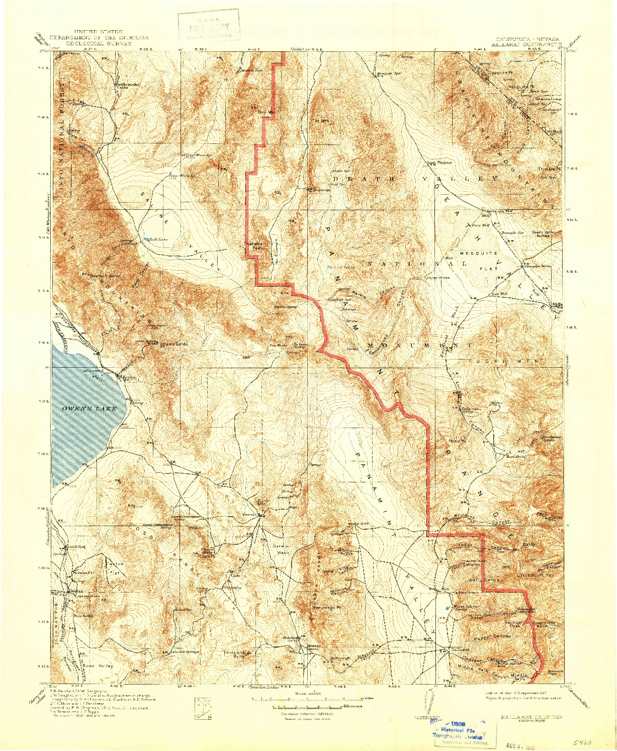 USGS 1:250000-SCALE QUADRANGLE FOR BALLARAT, CA 1913