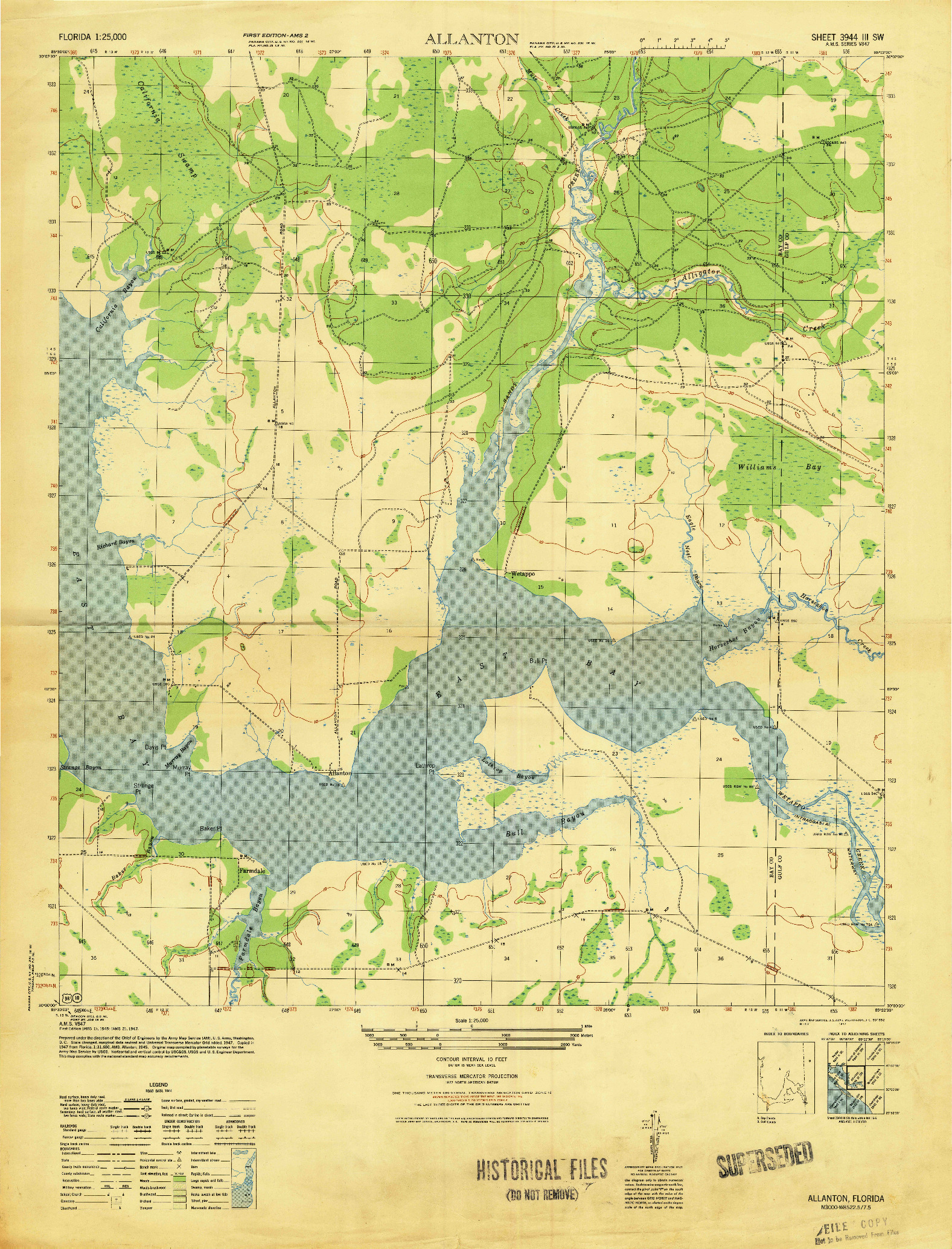 USGS 1:25000-SCALE QUADRANGLE FOR ALLANTON, FL 1947