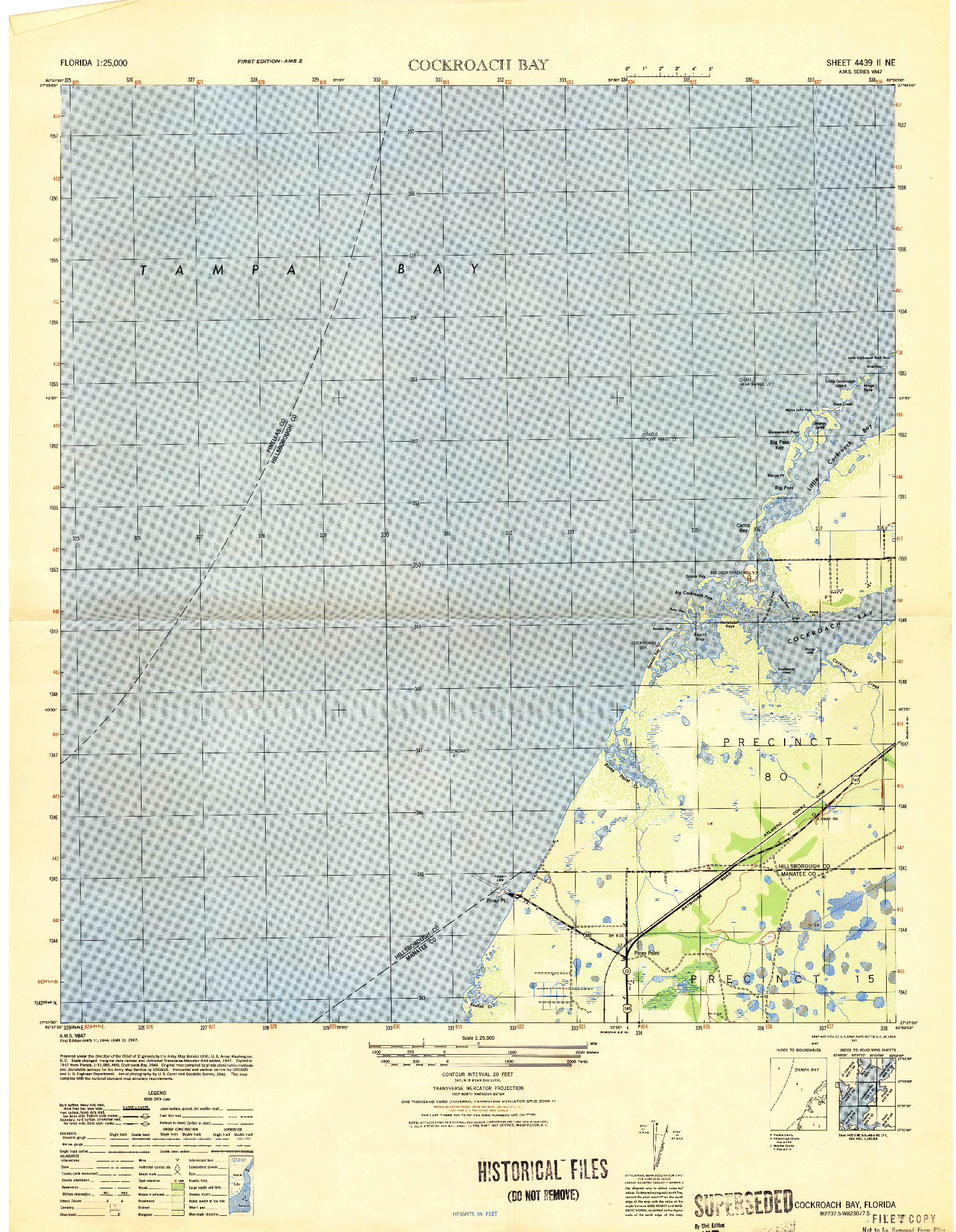 USGS 1:25000-SCALE QUADRANGLE FOR COCKROACH BAY, FL 1947