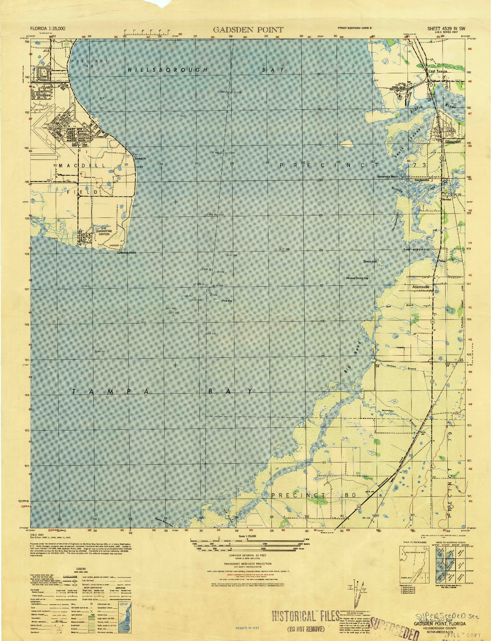USGS 1:25000-SCALE QUADRANGLE FOR GADSDEN POINT, FL 1947