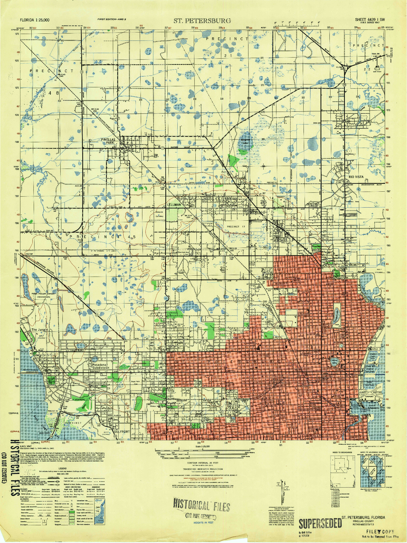USGS 1:25000-SCALE QUADRANGLE FOR ST PETERSBURG, FL 1947