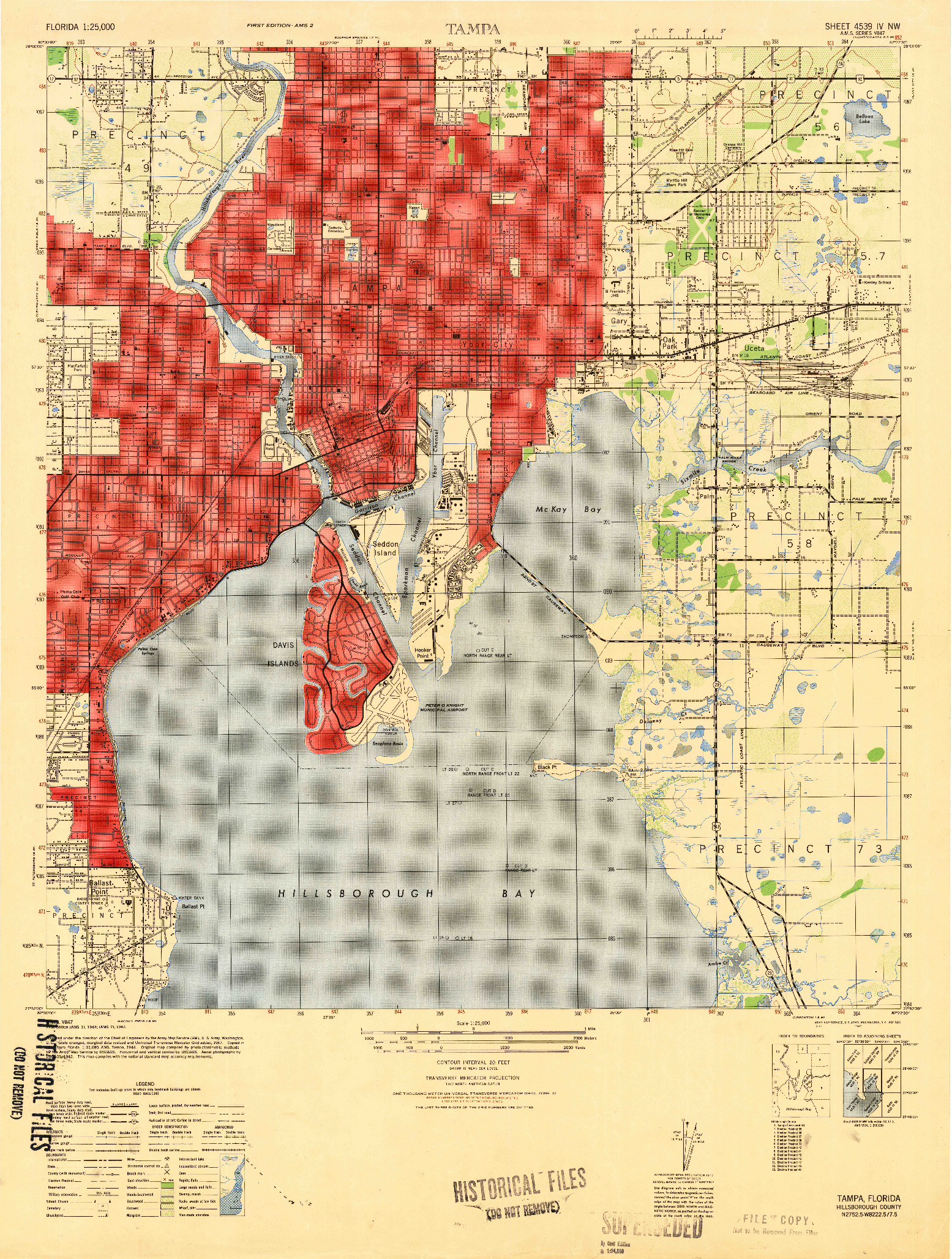 USGS 1:25000-SCALE QUADRANGLE FOR TAMPA, FL 1947
