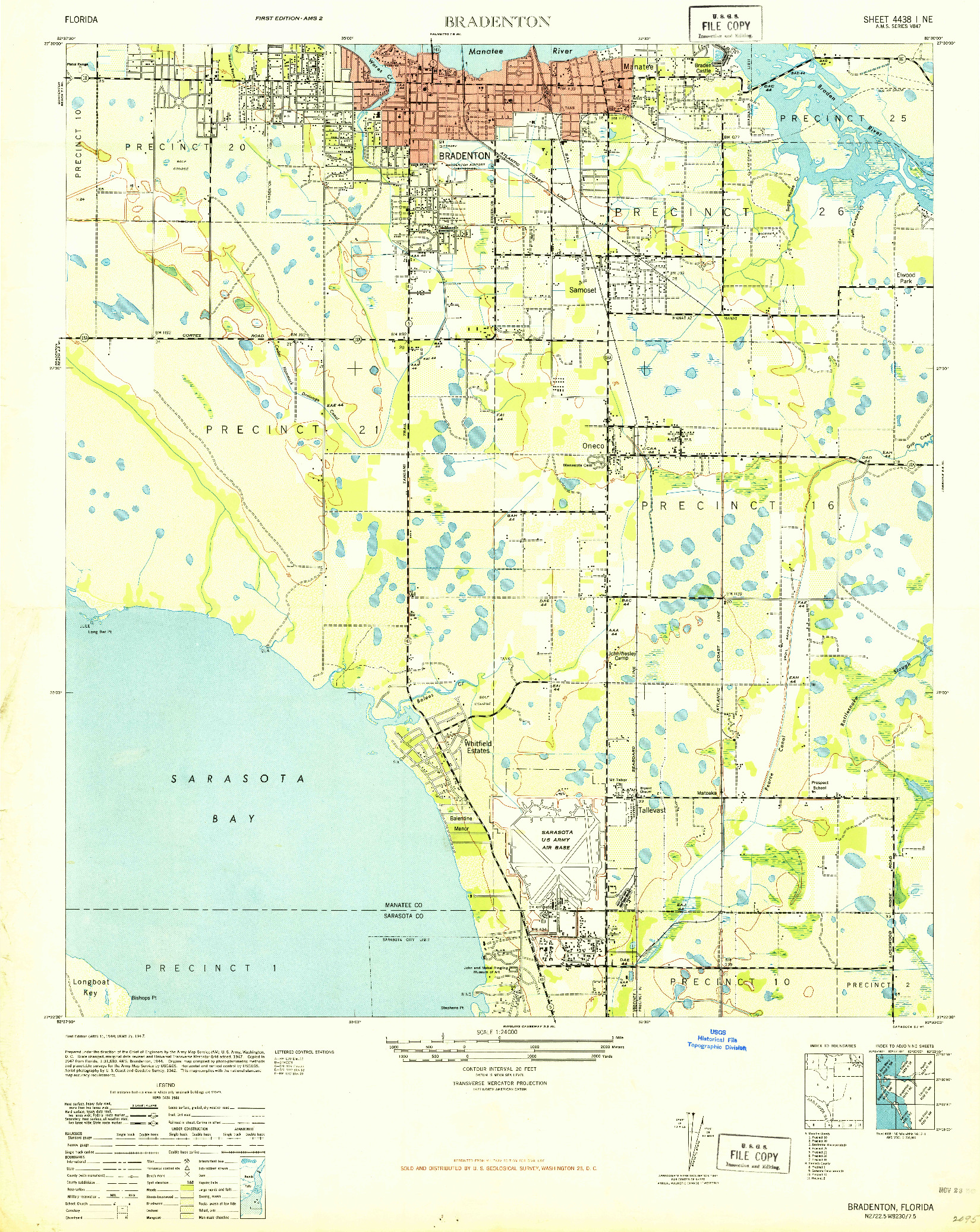 USGS 1:24000-SCALE QUADRANGLE FOR BRADENTON, FL 1947