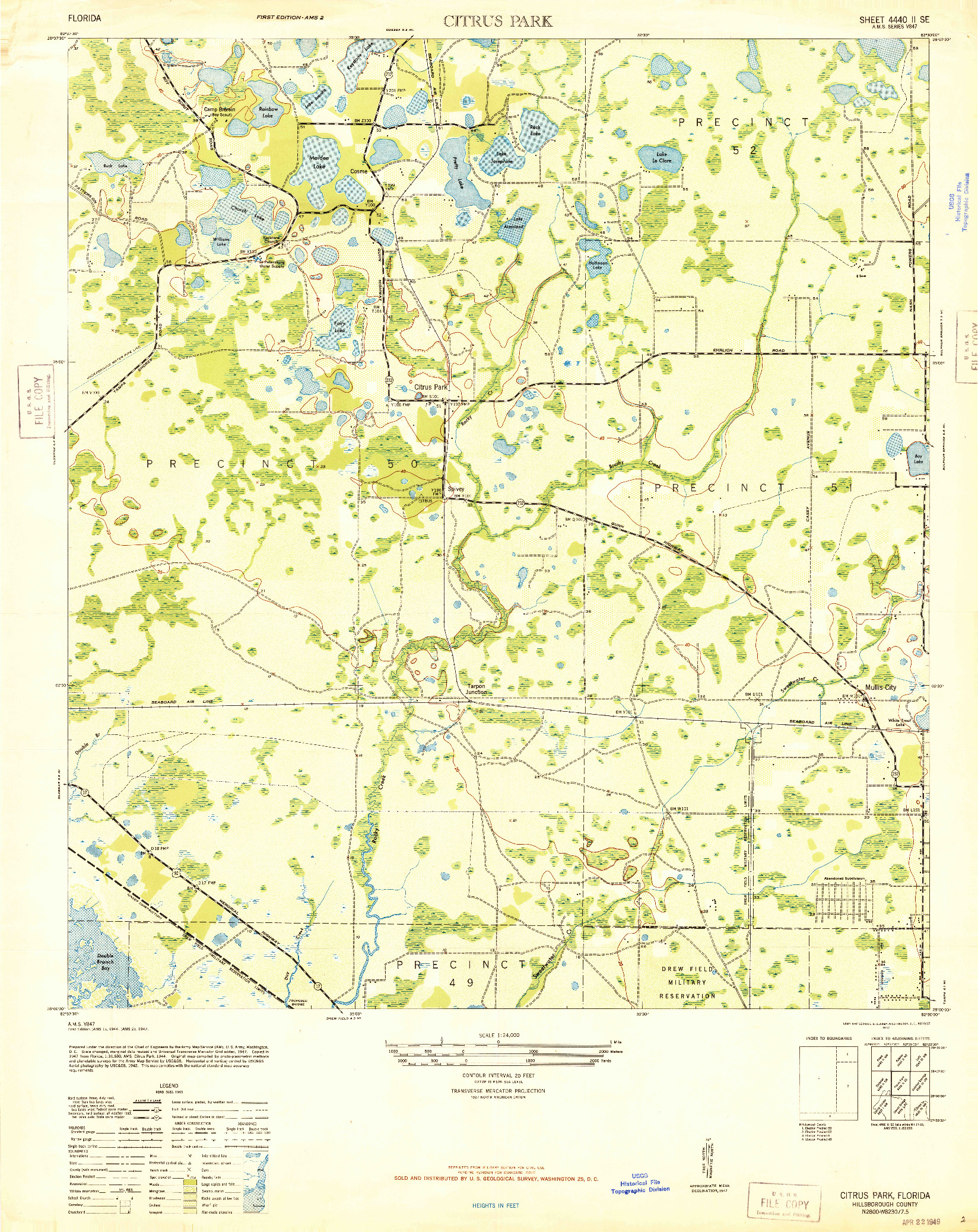 USGS 1:24000-SCALE QUADRANGLE FOR CITRUS PARK, FL 1947