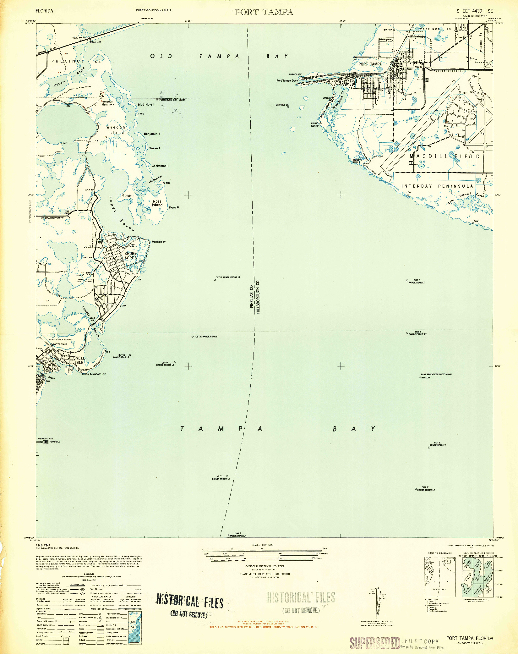 USGS 1:24000-SCALE QUADRANGLE FOR PORT TAMPA, FL 1947