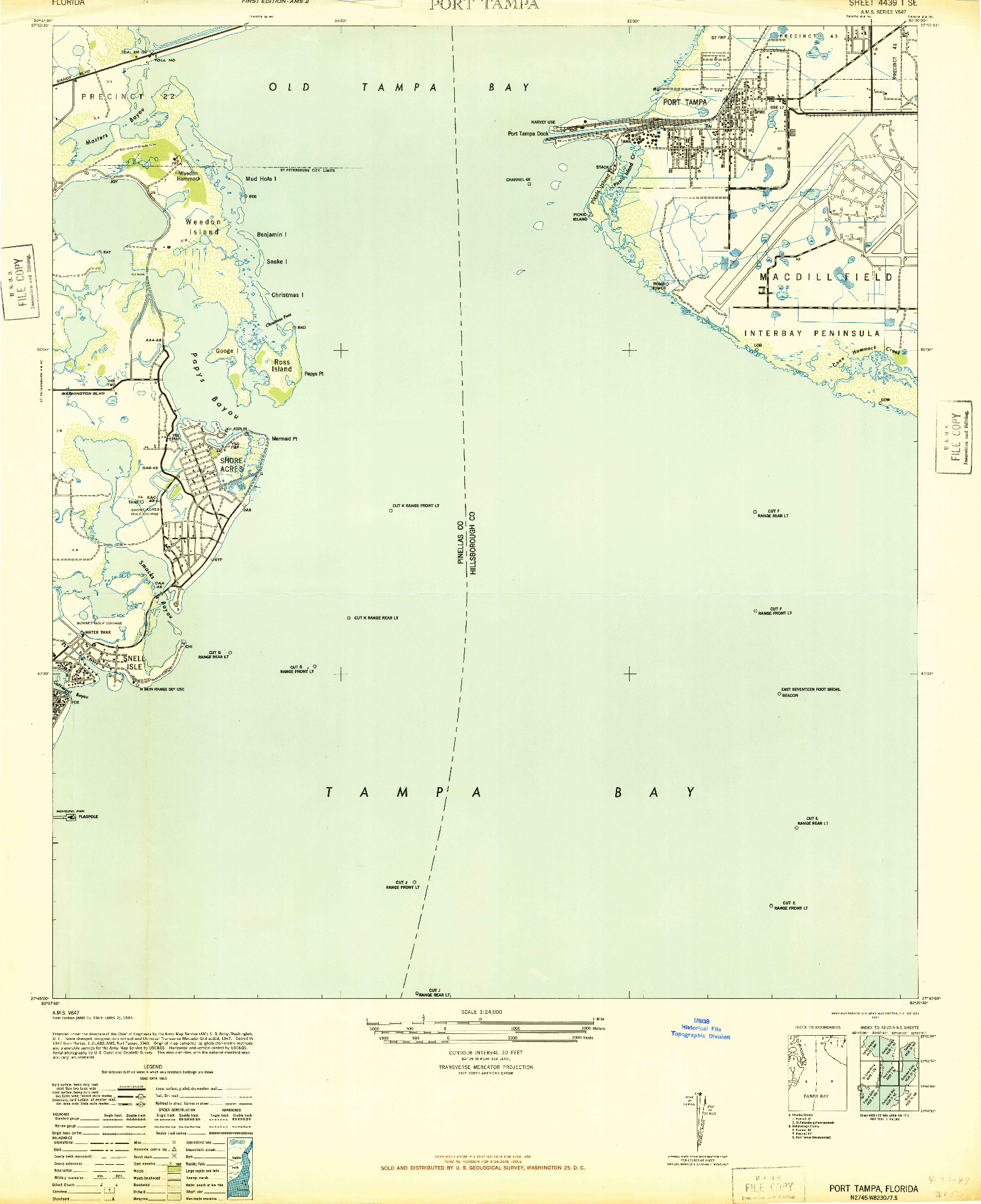 USGS 1:24000-SCALE QUADRANGLE FOR PORT TAMPA, FL 1947