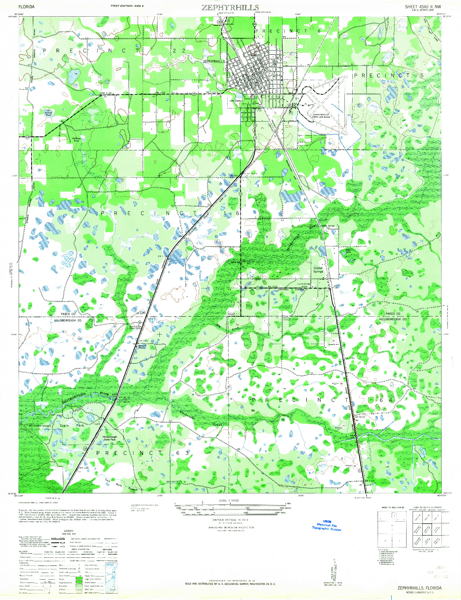 USGS 1:24000-SCALE QUADRANGLE FOR ZEPHYRHILLS, FL 1947