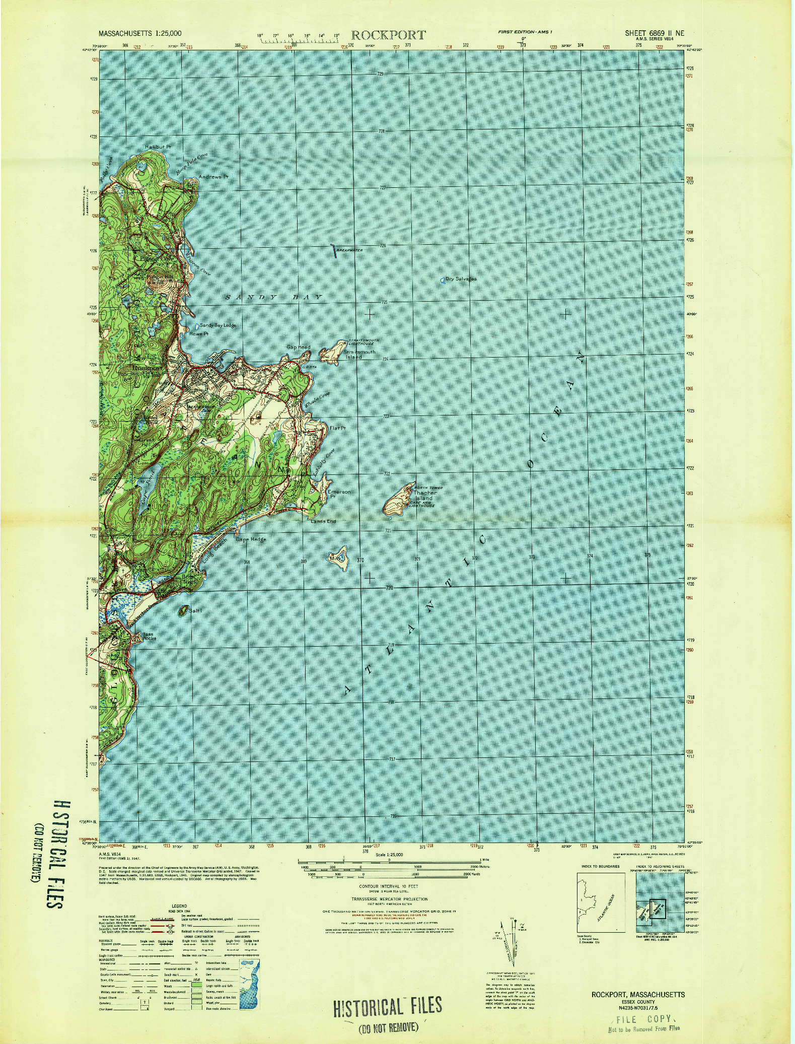 USGS 1:25000-SCALE QUADRANGLE FOR ROCKPORT, MA 1947