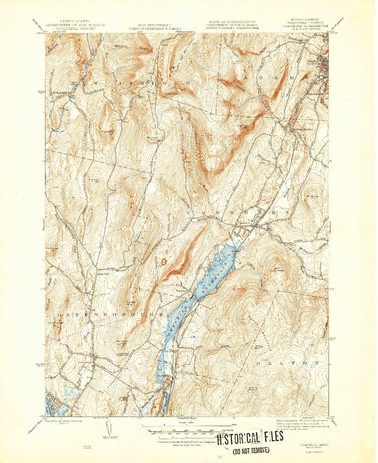 USGS 1:31680-SCALE QUADRANGLE FOR CHESHIRE, MA 1947
