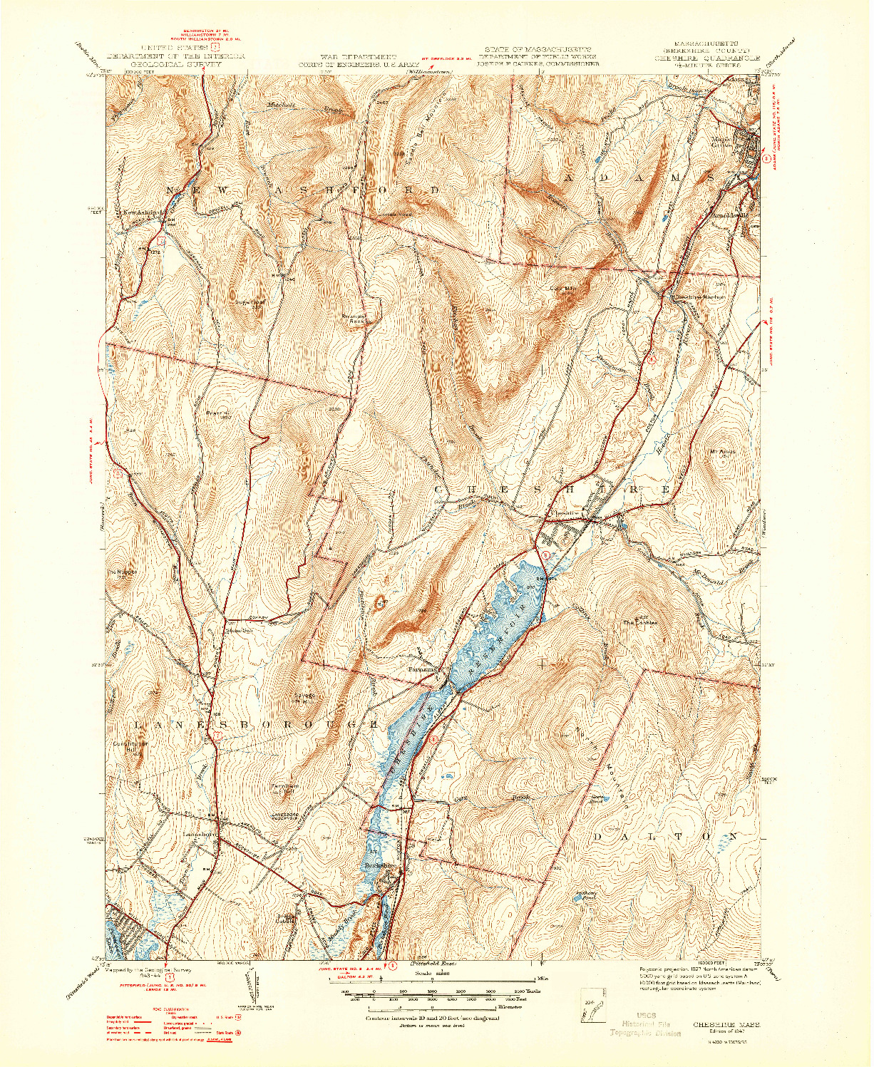 USGS 1:31680-SCALE QUADRANGLE FOR CHESHIRE, MA 1947
