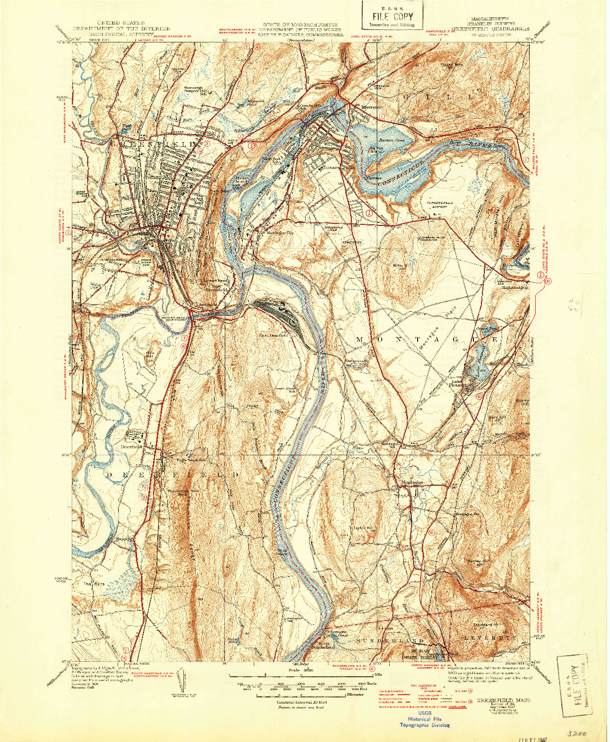USGS 1:31680-SCALE QUADRANGLE FOR GREENFIELD, MA 1941