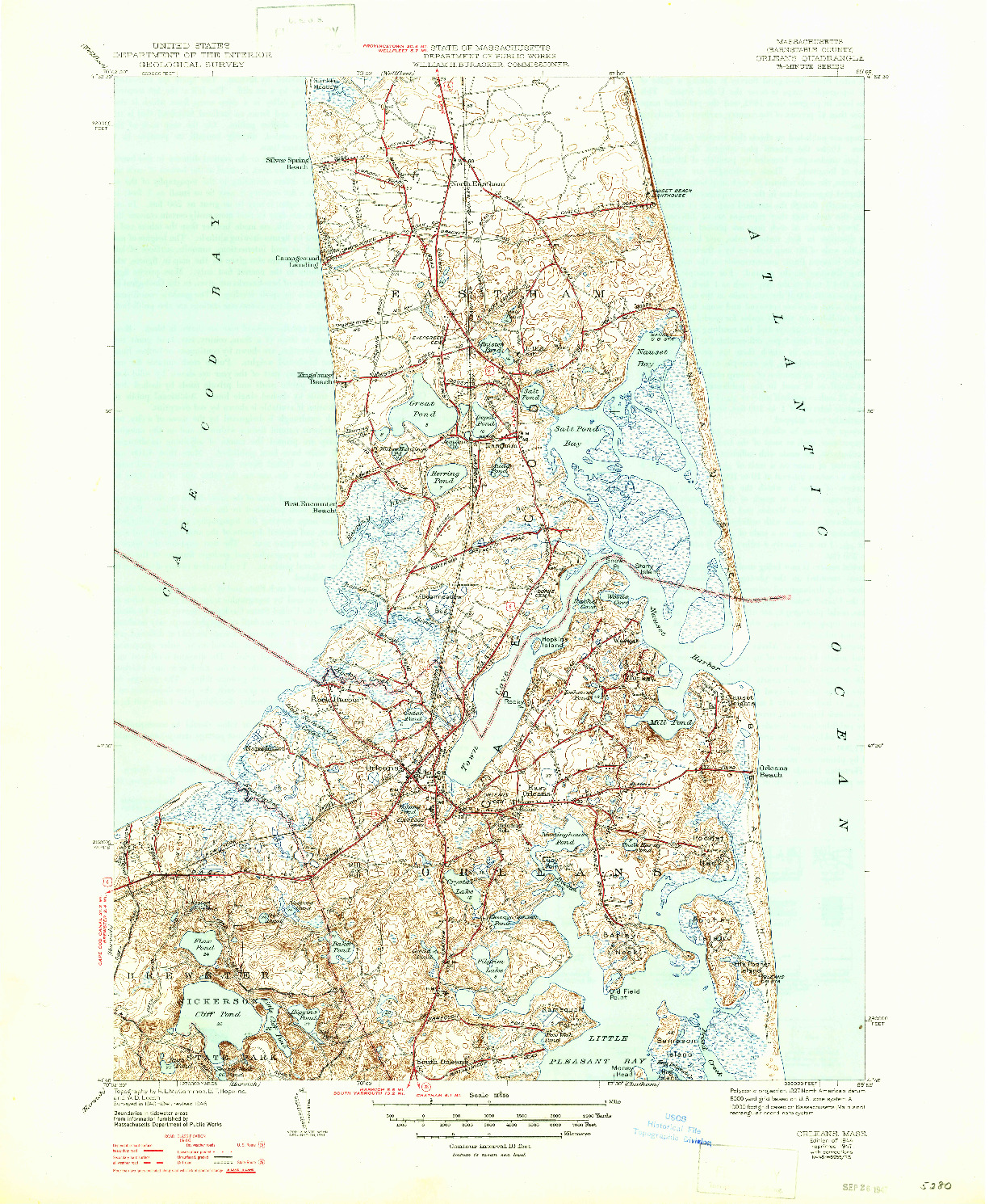 USGS 1:31680-SCALE QUADRANGLE FOR ORLEANS, MA 1944