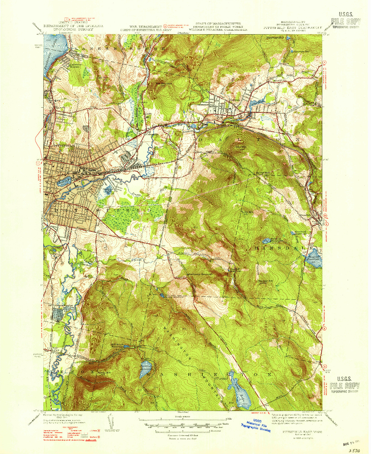 USGS 1:31680-SCALE QUADRANGLE FOR PITTSFIELD EAST, MA 1947