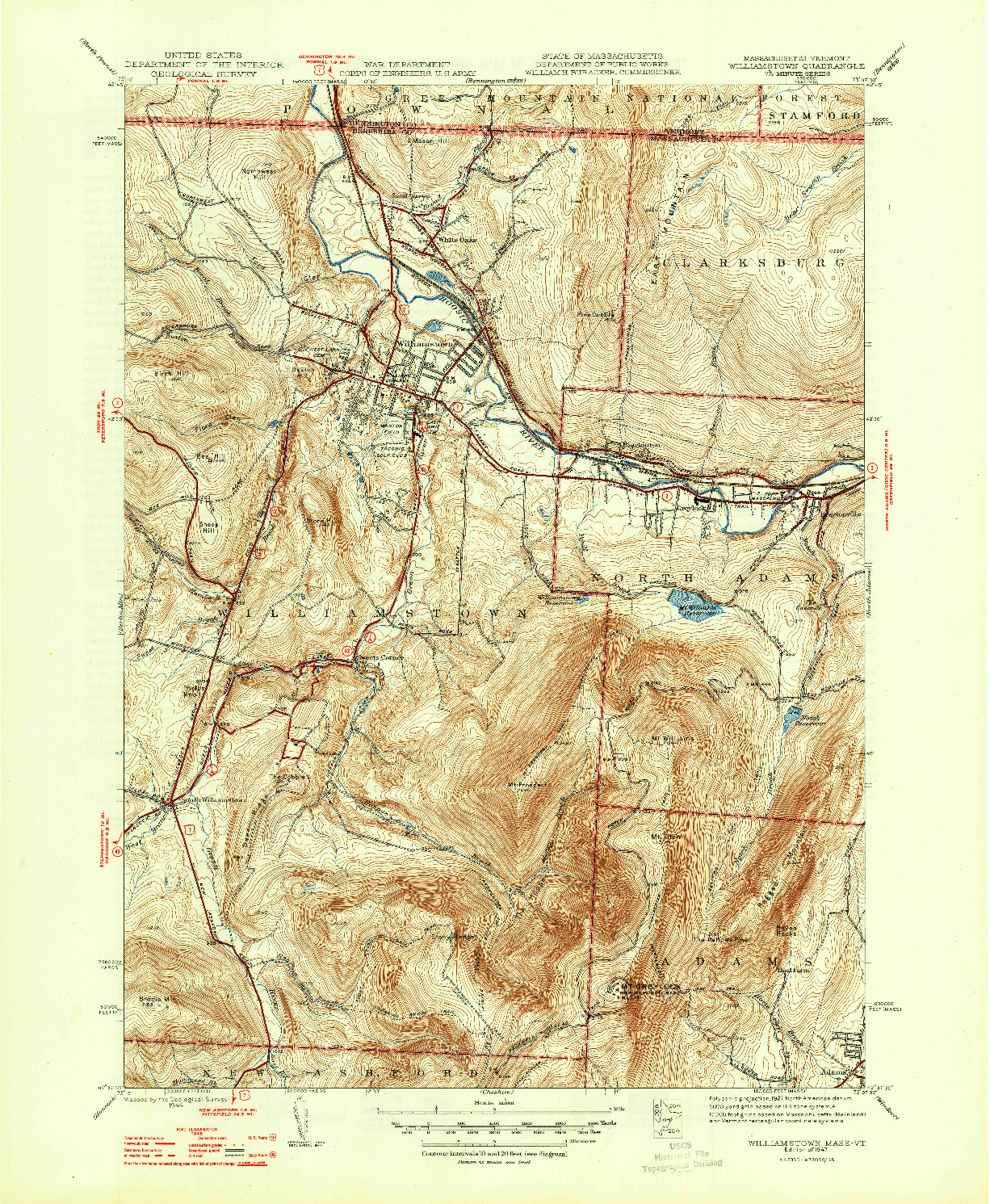 USGS 1:31680-SCALE QUADRANGLE FOR WILLIAMSTOWN, MA 1947