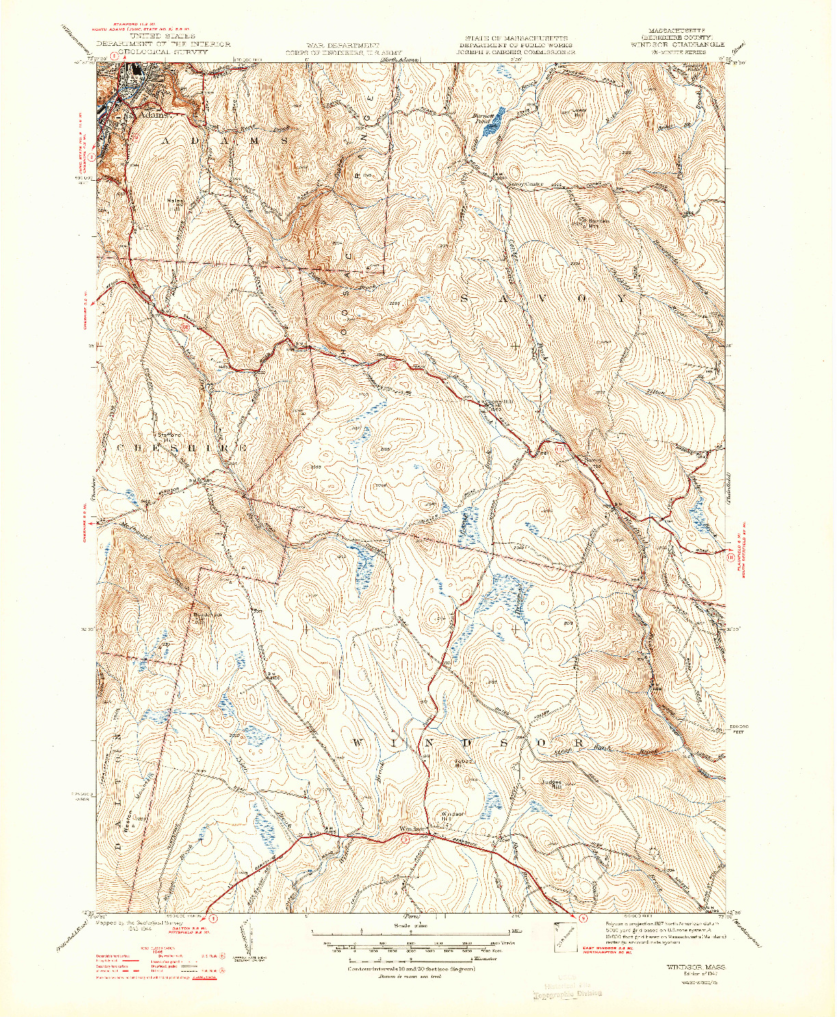 USGS 1:31680-SCALE QUADRANGLE FOR WINDSOR, MA 1947