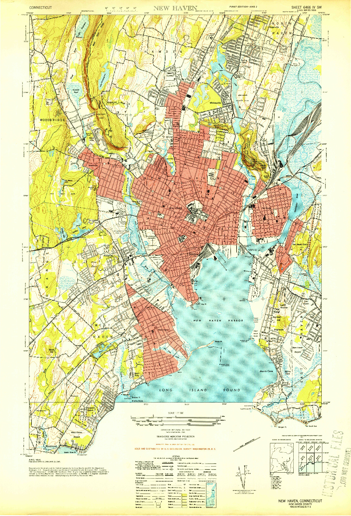 USGS 1:31680-SCALE QUADRANGLE FOR NEW HAVEN, CT 1943