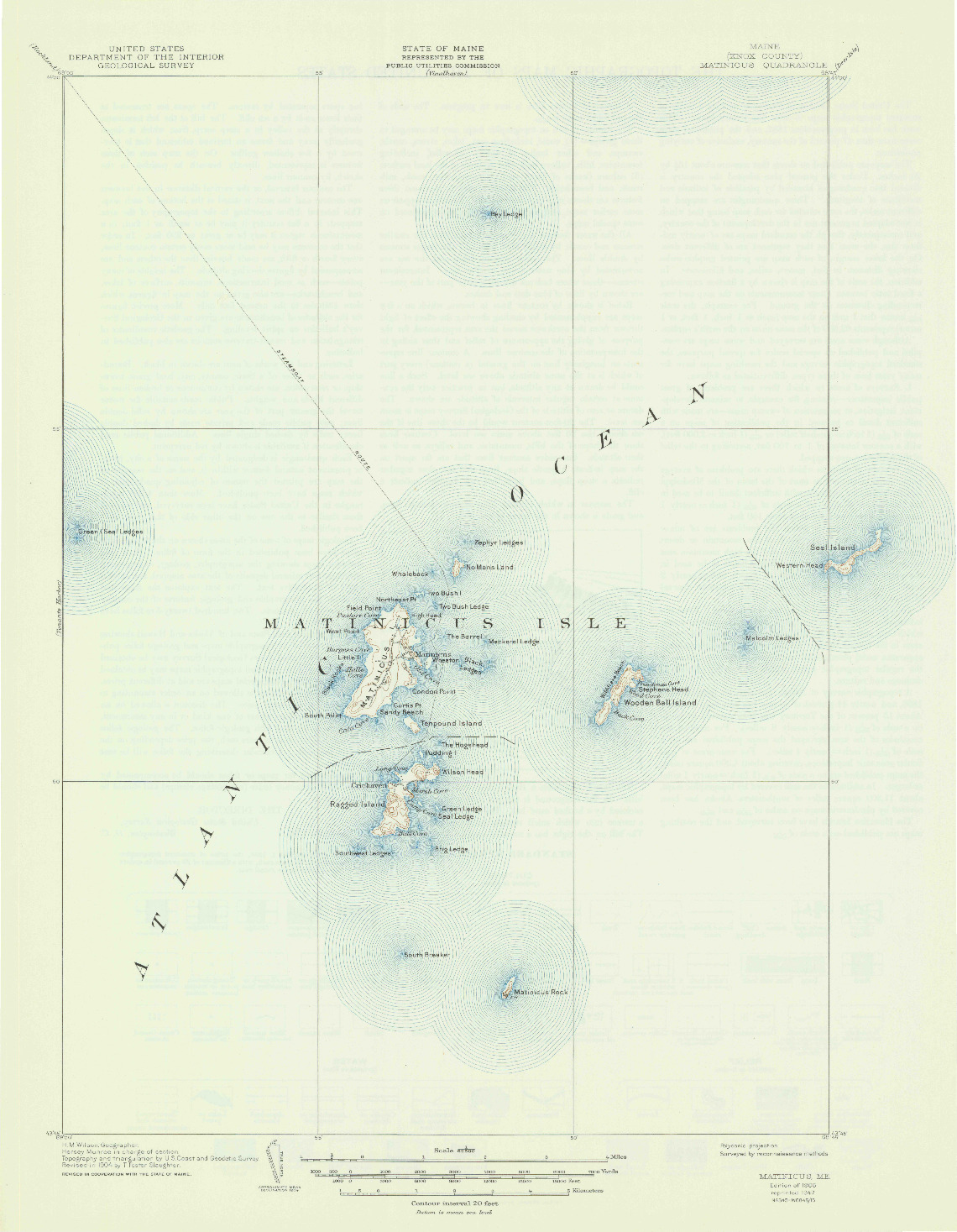 USGS 1:62500-SCALE QUADRANGLE FOR MATINICUS, ME 1906