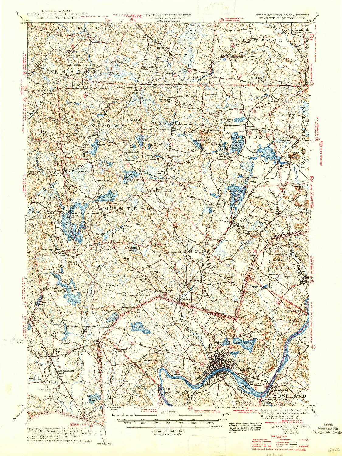 USGS 1:62500-SCALE QUADRANGLE FOR HAMPSTEAD, NH 1935
