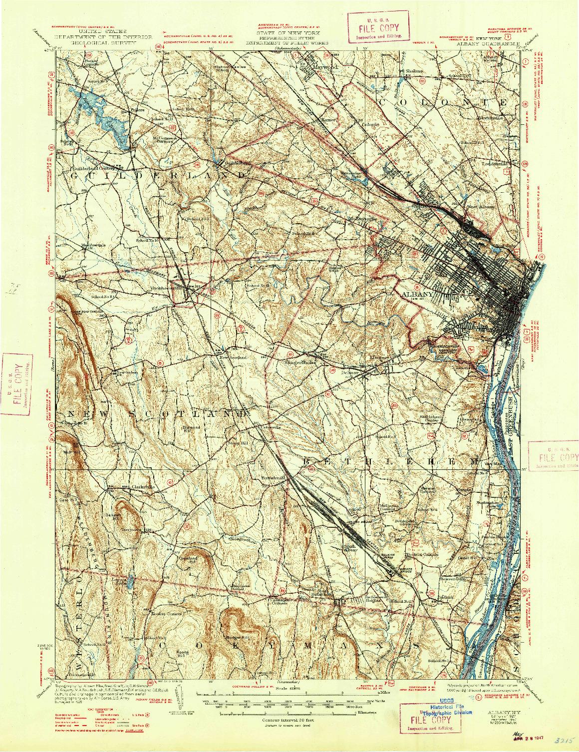 USGS 1:62500-SCALE QUADRANGLE FOR ALBANY, NY 1927