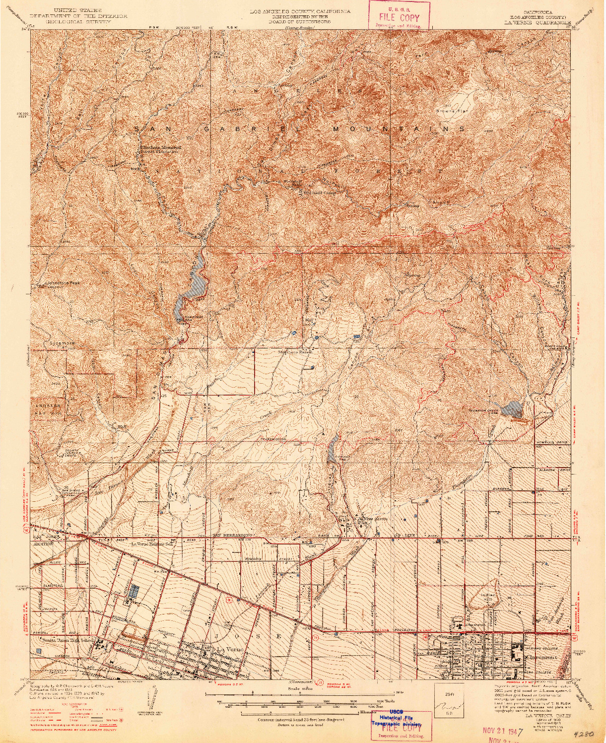 USGS 1:24000-SCALE QUADRANGLE FOR LA VERNE, CA 1940