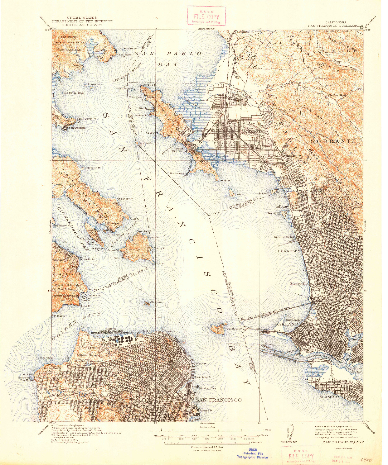 USGS 1:62500-SCALE QUADRANGLE FOR SAN FRANCISCO, CA 1915