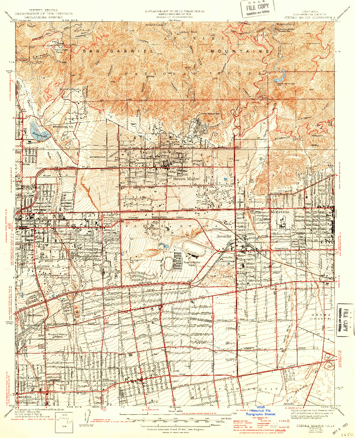 USGS 1:24000-SCALE QUADRANGLE FOR SIERRA MADRE, CA 1941