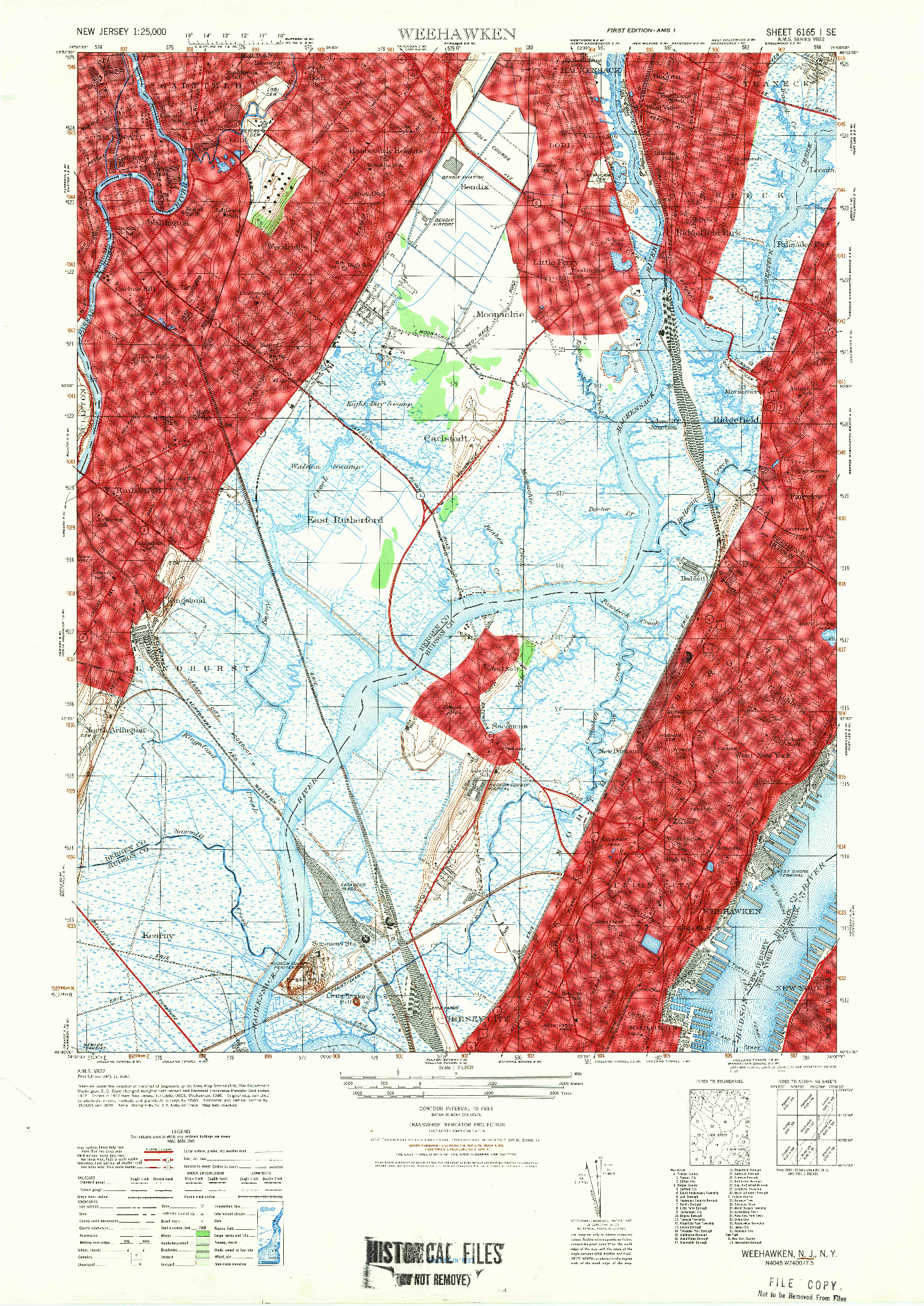 USGS 1:25000-SCALE QUADRANGLE FOR WEEHAWKEN, NJ 1947
