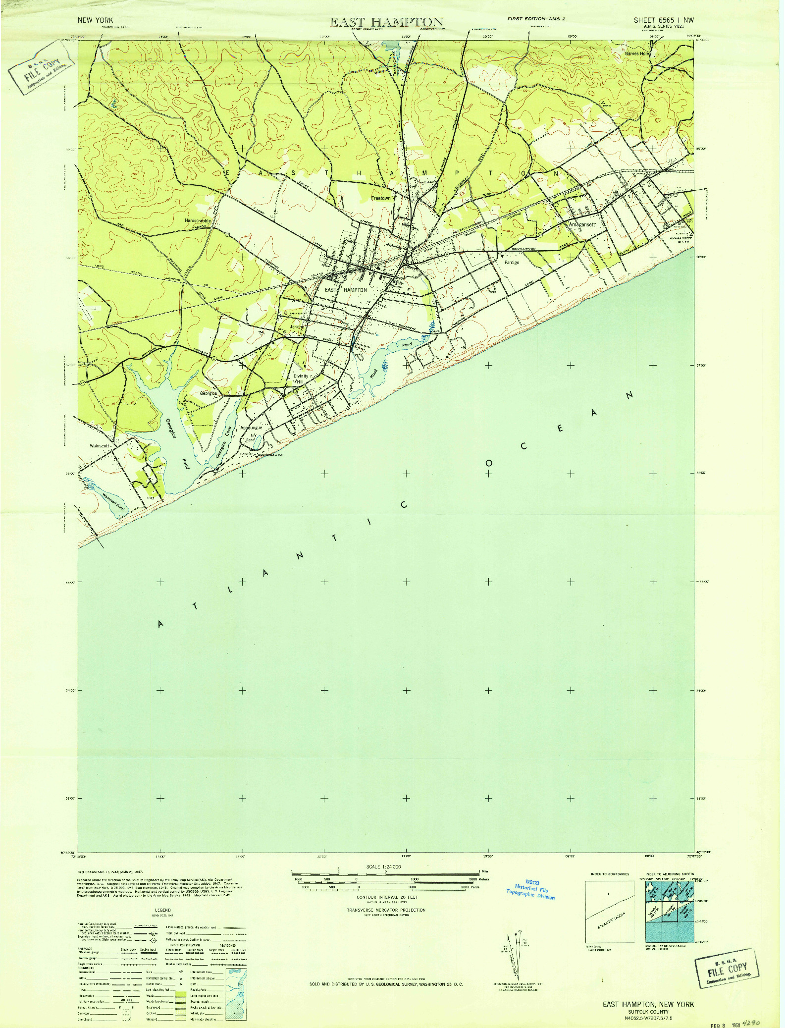 USGS 1:24000-SCALE QUADRANGLE FOR EAST HAMPTON, NY 1947