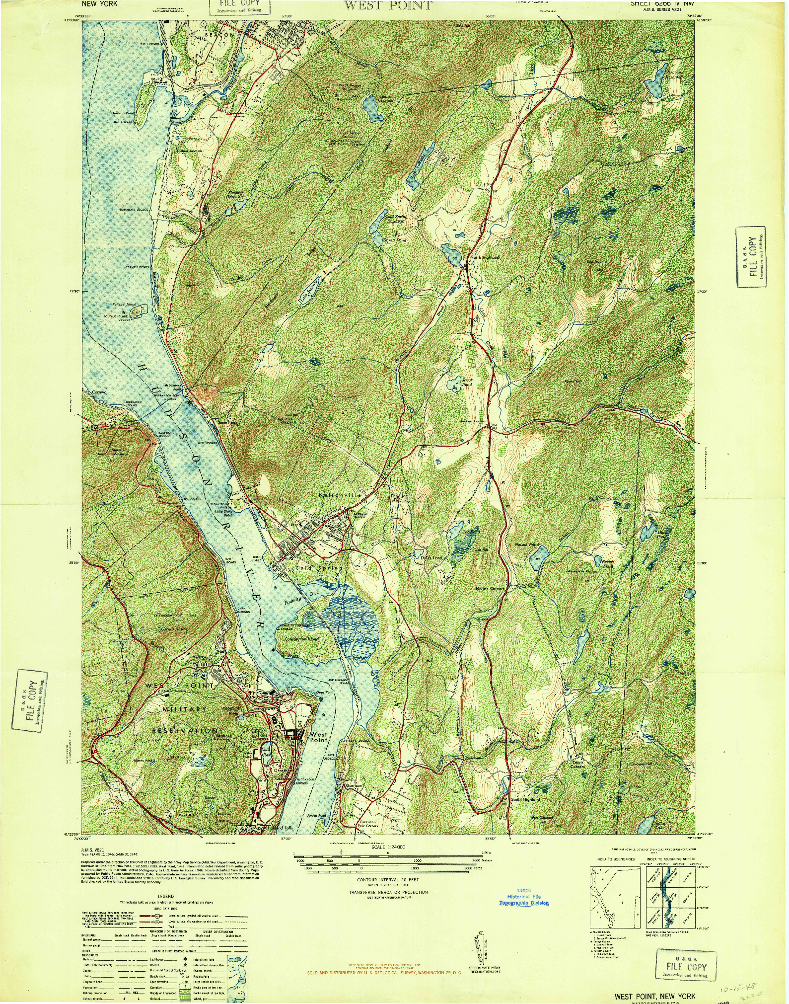 USGS 1:24000-SCALE QUADRANGLE FOR WEST POINT, NY 1947